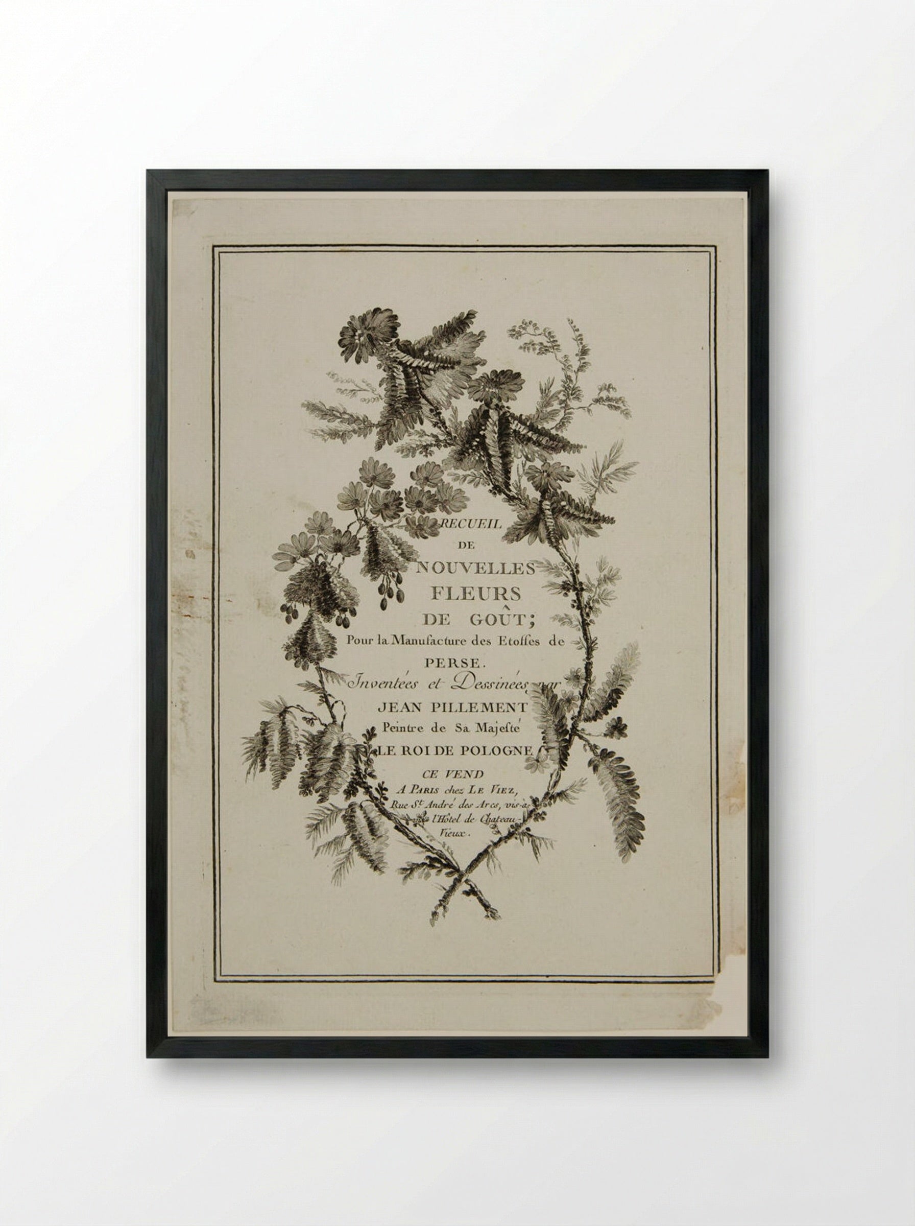 Title Page: Ideal Flowers - Jean Pillement - Framed Print Black