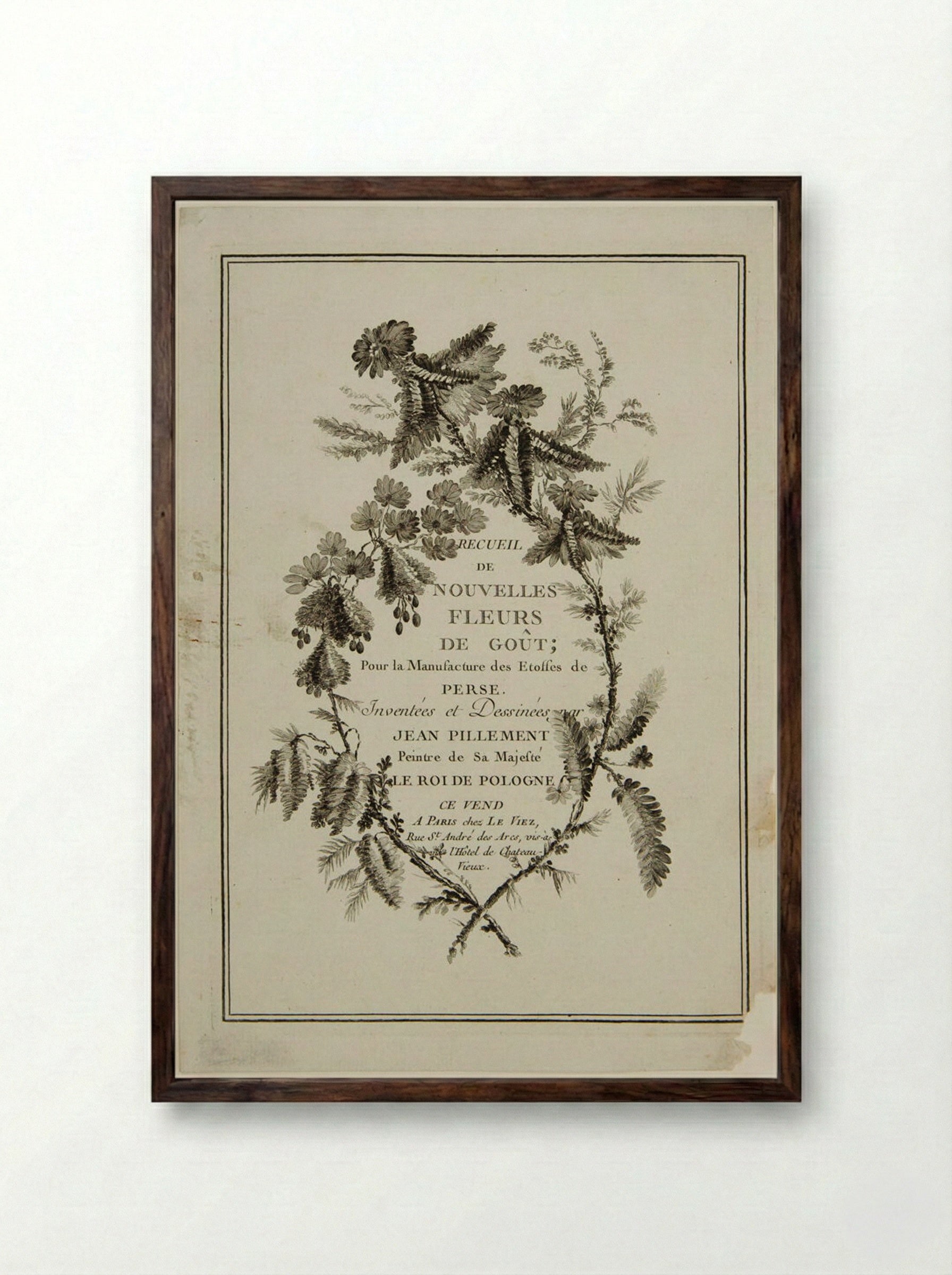 Title Page: Ideal Flowers - Jean Pillement - Framed Print Dark Wood