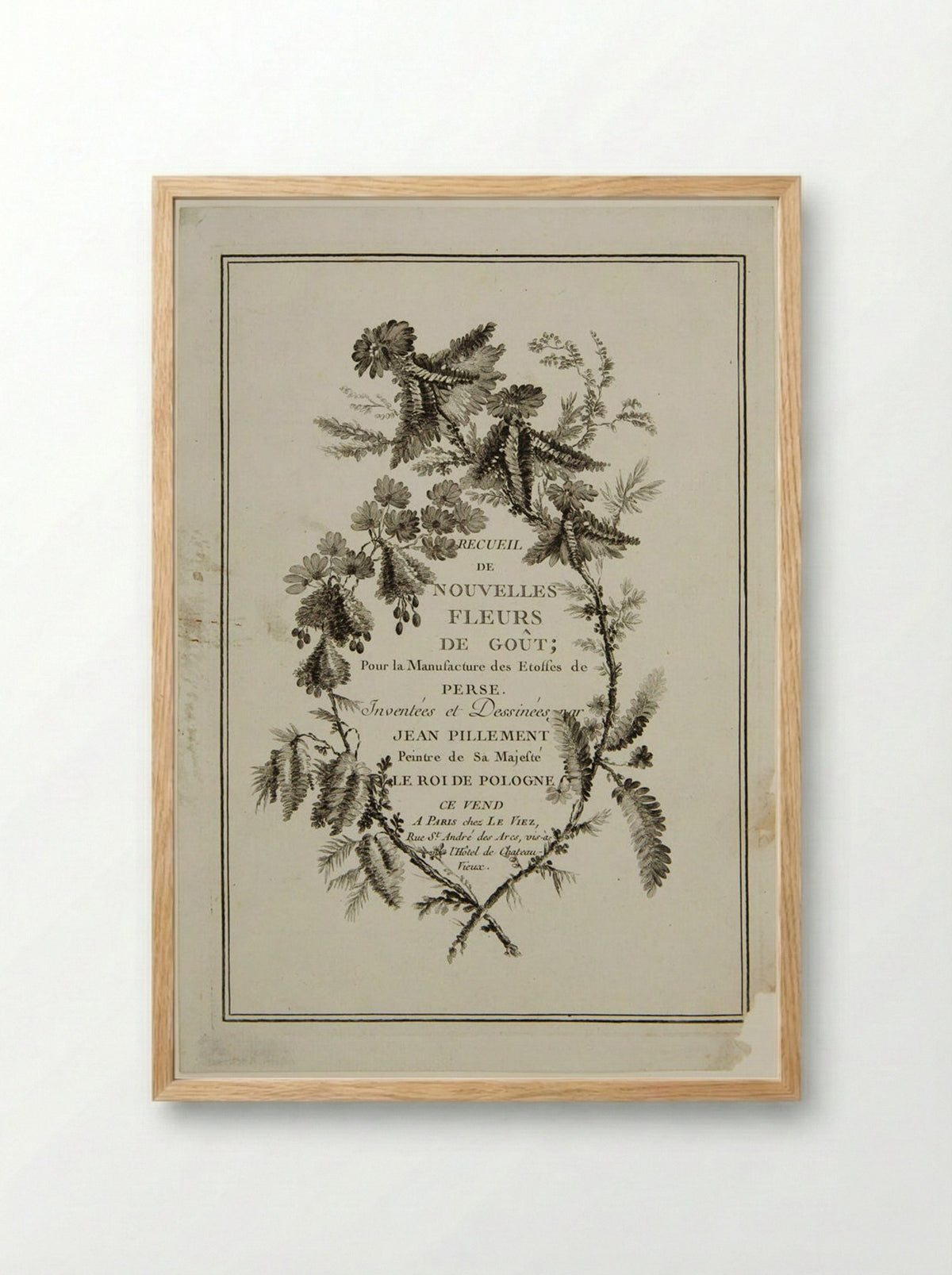 Title Page: Ideal Flowers - Jean Pillement - Framed Print Wood