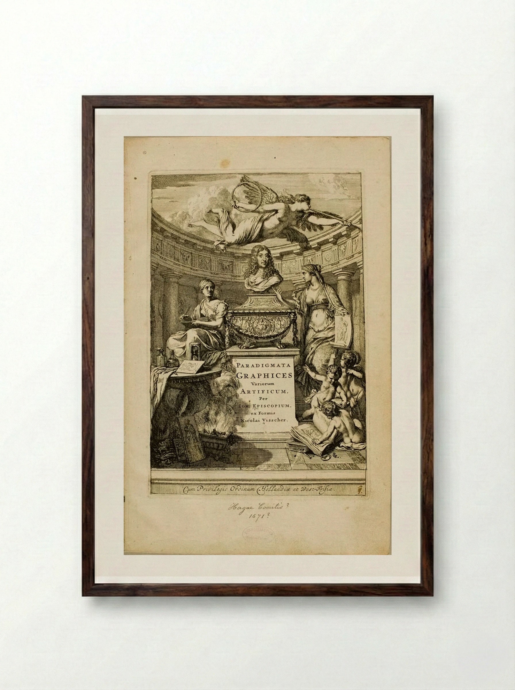 Title Page: The Genius of Jan de Bisschop - Gérard de Lairesse - Framed Print Dark Wood