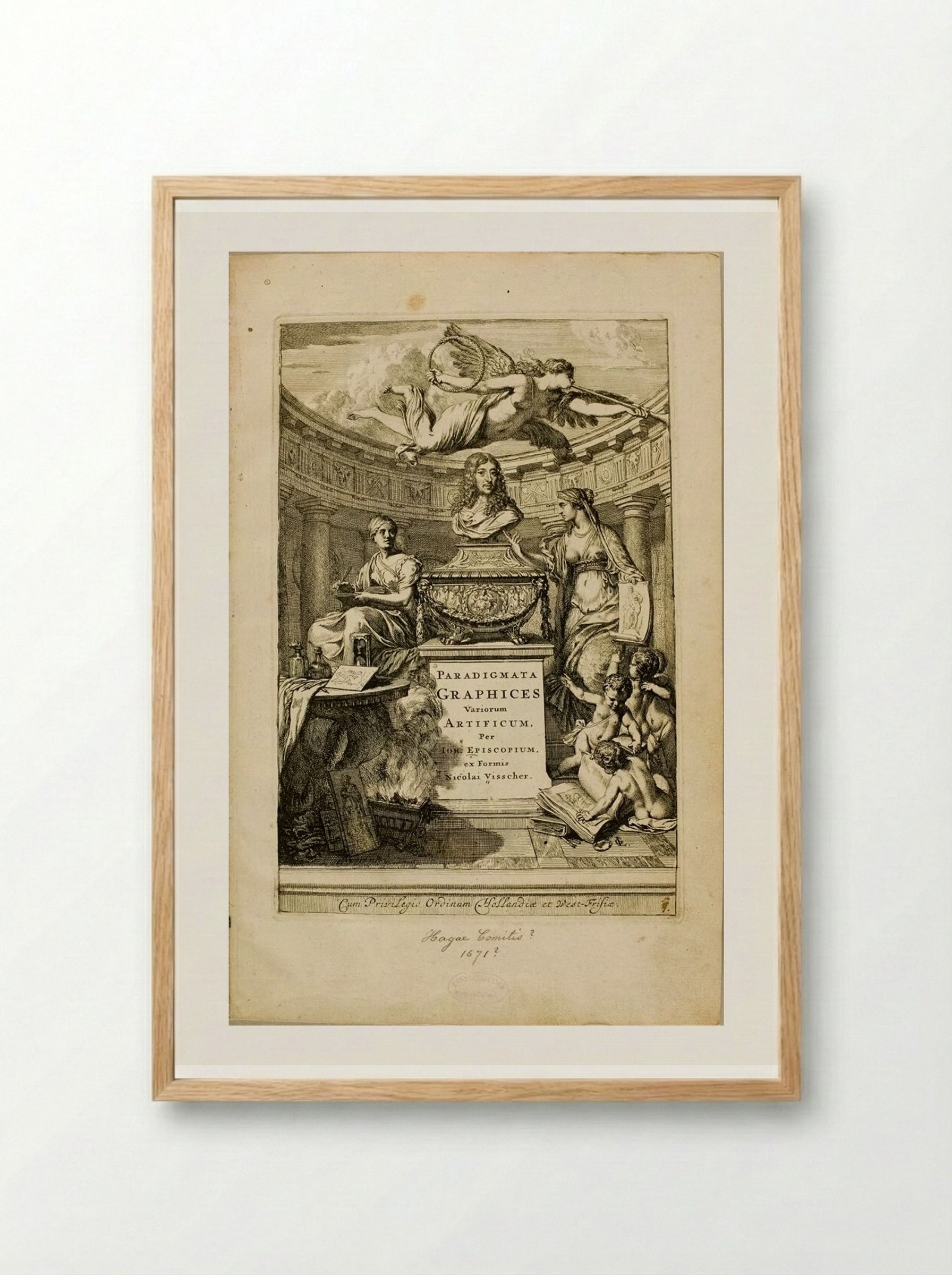 Title Page: The Genius of Jan de Bisschop - Gérard de Lairesse - Framed Print Wood