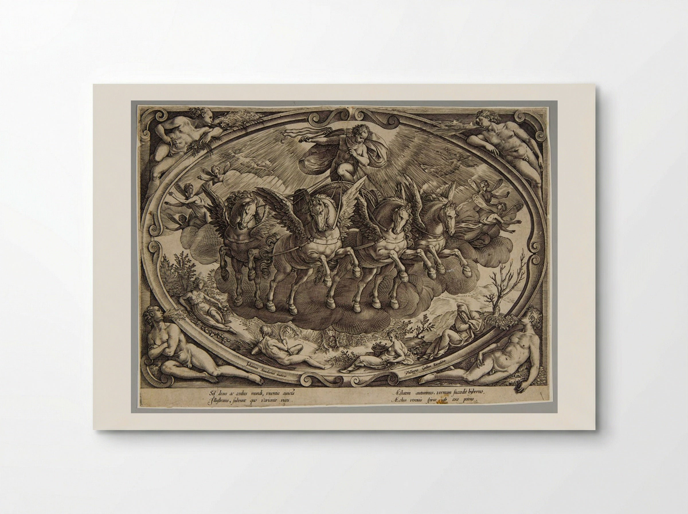 Title Plate: Sol and the Personifications of the Four Seasons - Philips Galle - Poster