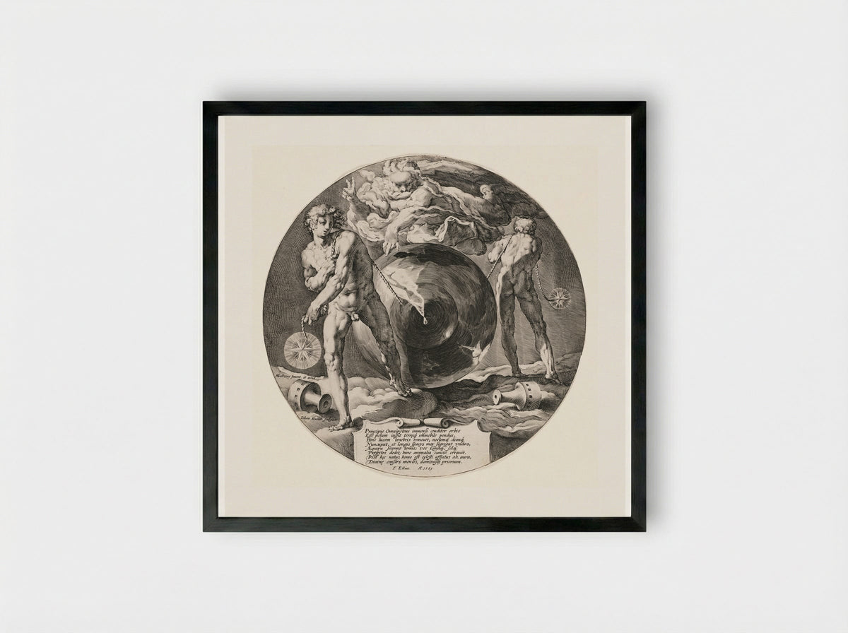 Title page (Creation of the World) - Jan Harmensz. Muller - Framed Print Black