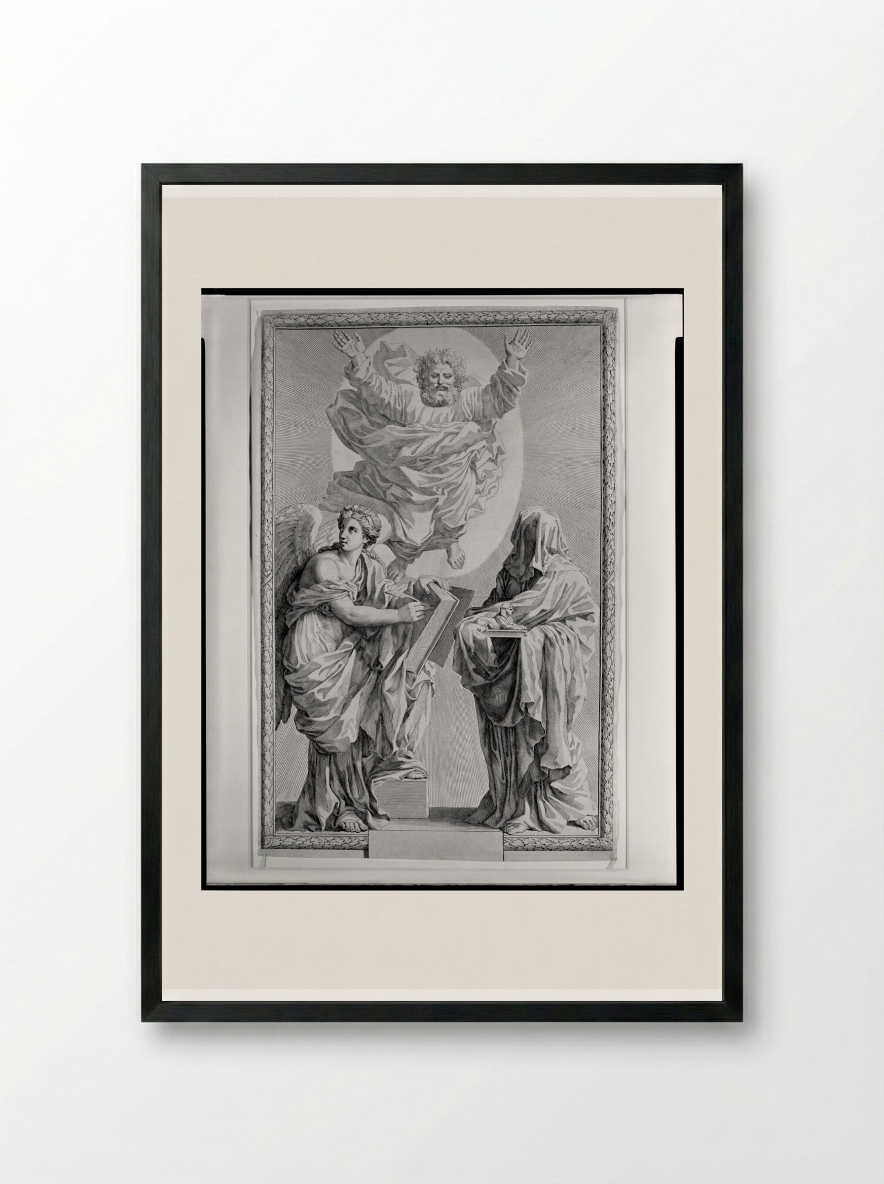 Title-page for the Bible - Claude Mellan - Framed Print Black