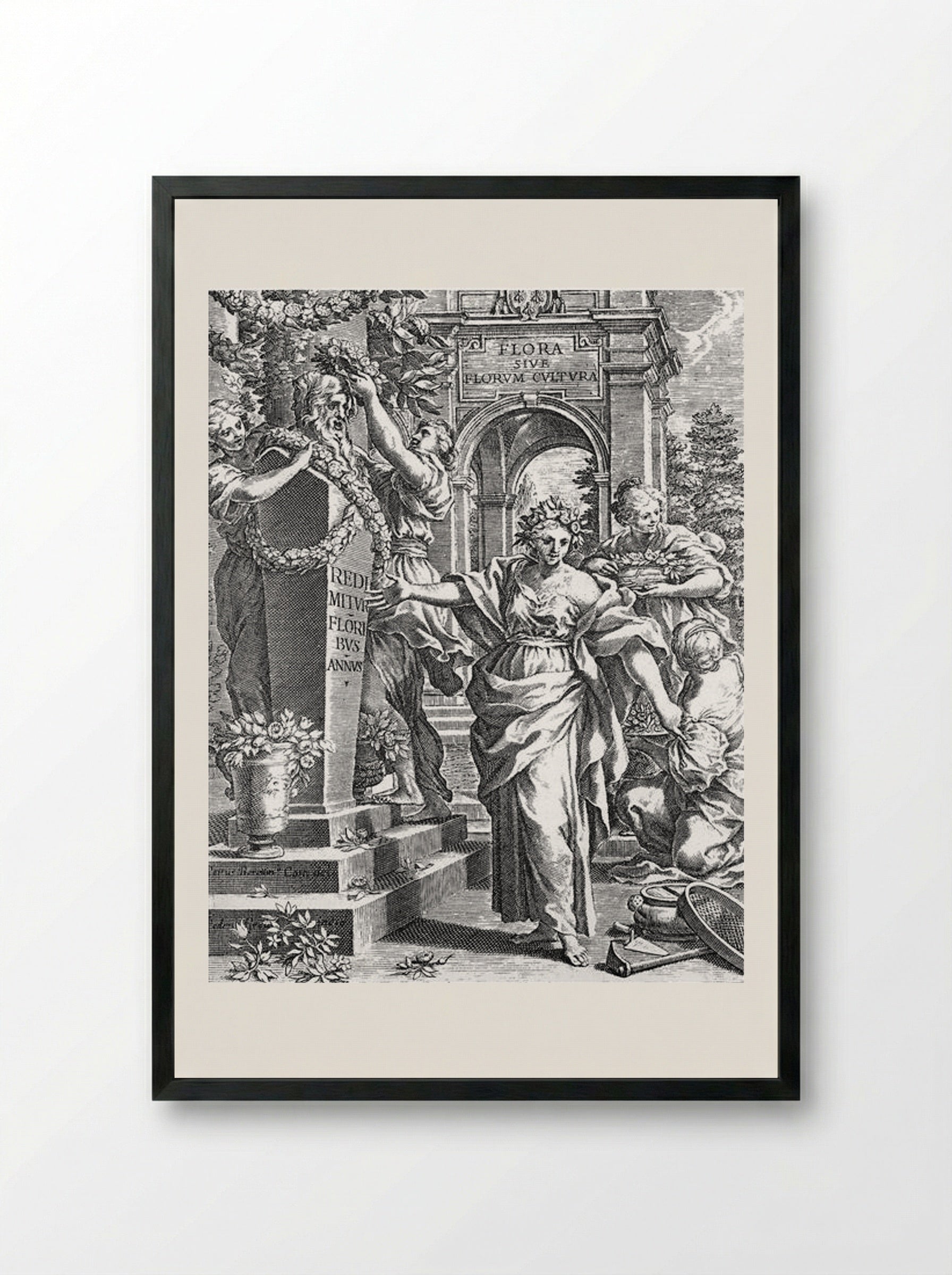 Title page from the Flora - Pietro da Cortona - Framed Print Black