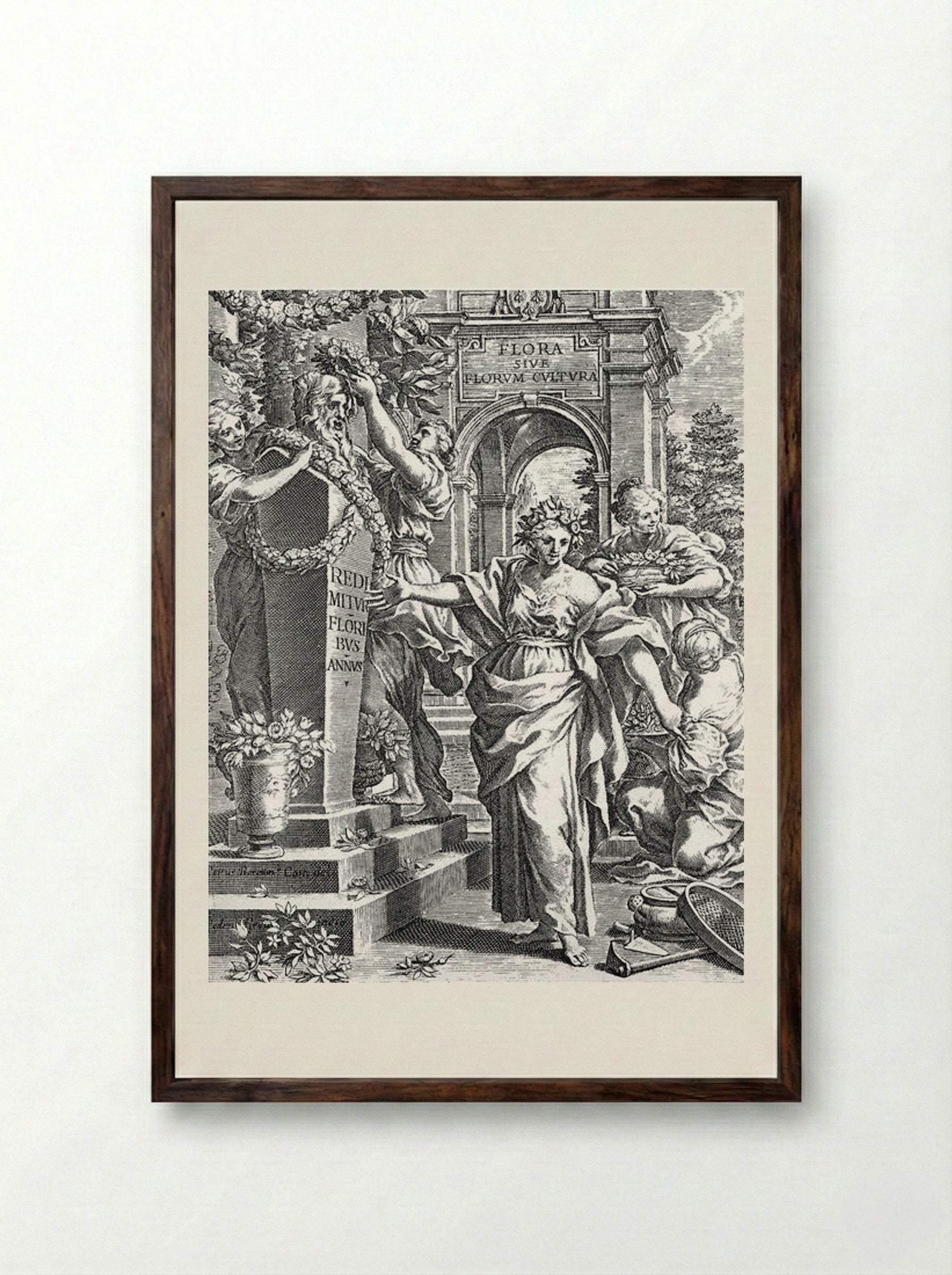 Title page from the Flora - Pietro da Cortona - Framed Print Dark Wood