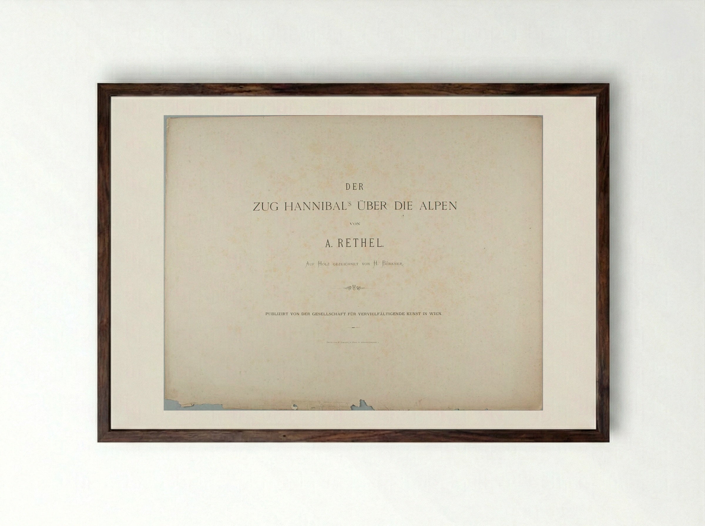 Title page from the portfolio 'Hannibal's March over the Alps' - Alfred Rethel - Framed Print Dark Wood