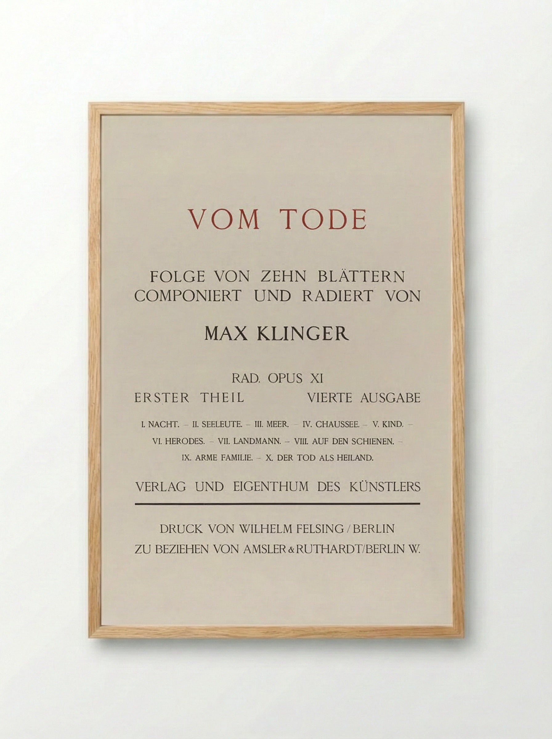Title page from the portfolio On Death, Part One, Opus XI - Max Klinger - Framed Print Wood