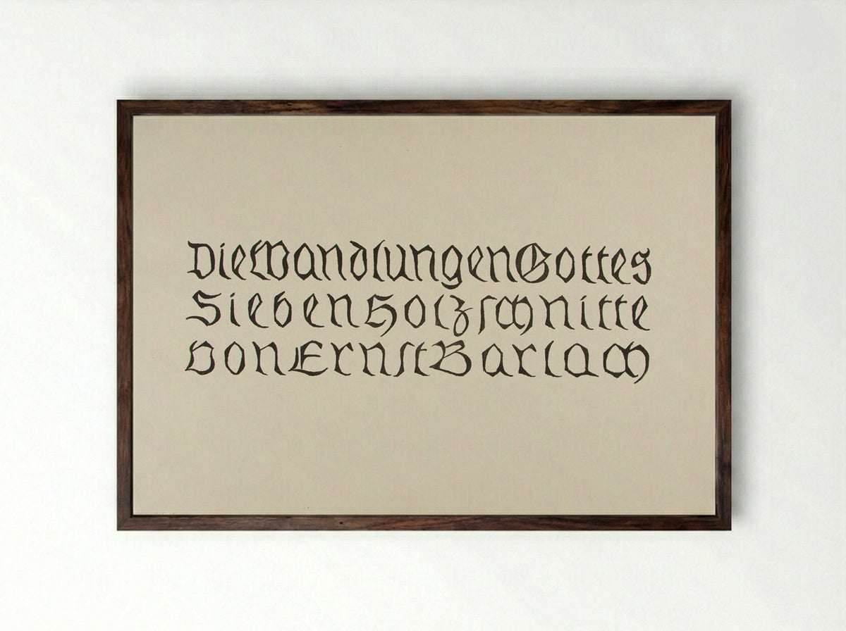 Title page from the portfolio The Transformations of God - Ernst Barlach - Framed Print Dark Wood