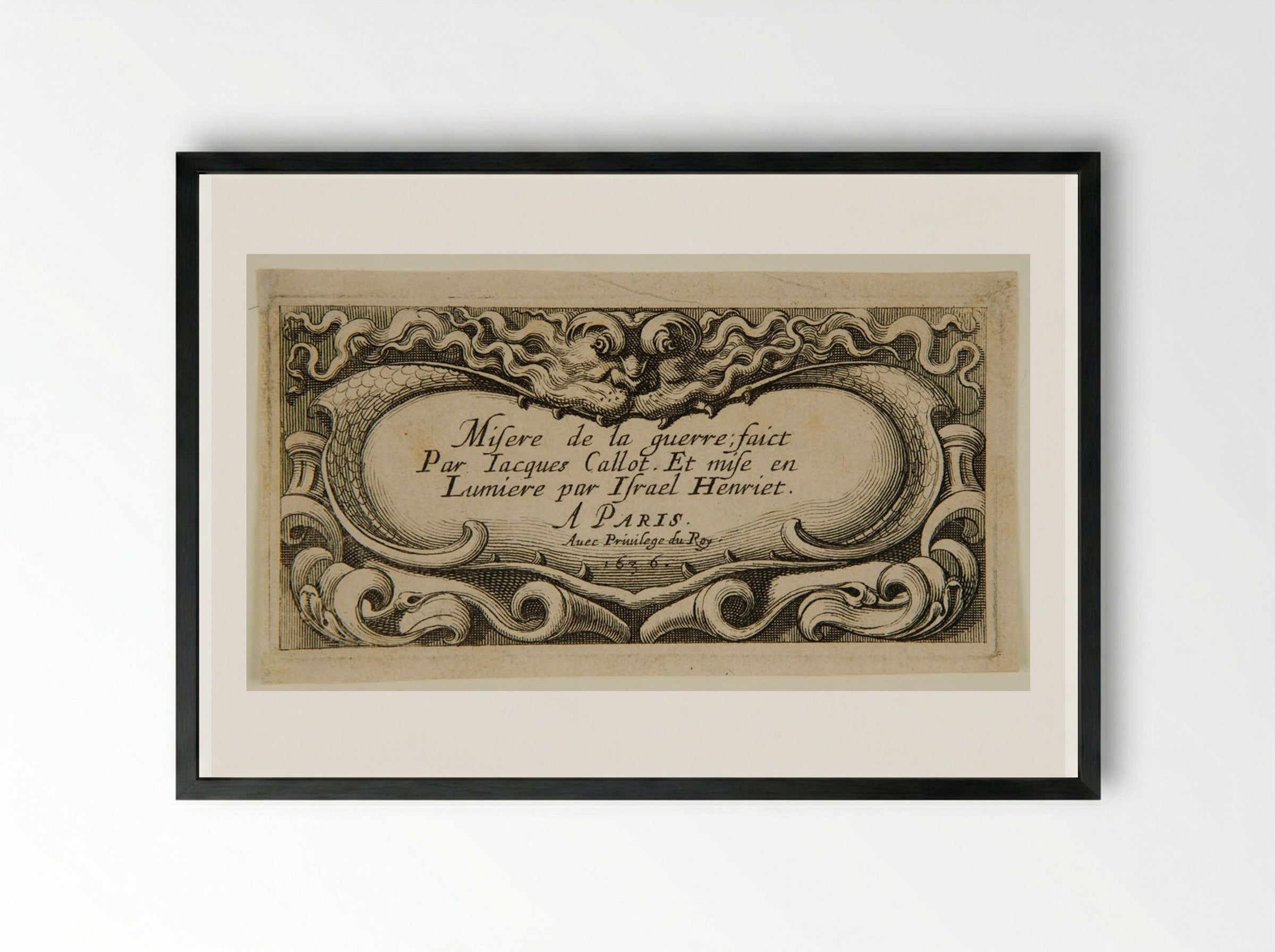 Title to Les Petites Misères de la Guerre - Abraham Bosse - Framed Print Black