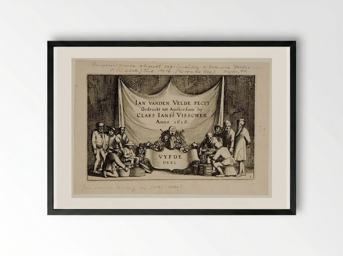 Titlepage (Amoenissimae aliquot regiunculae) - Jan van de Velde II - Framed Print Black