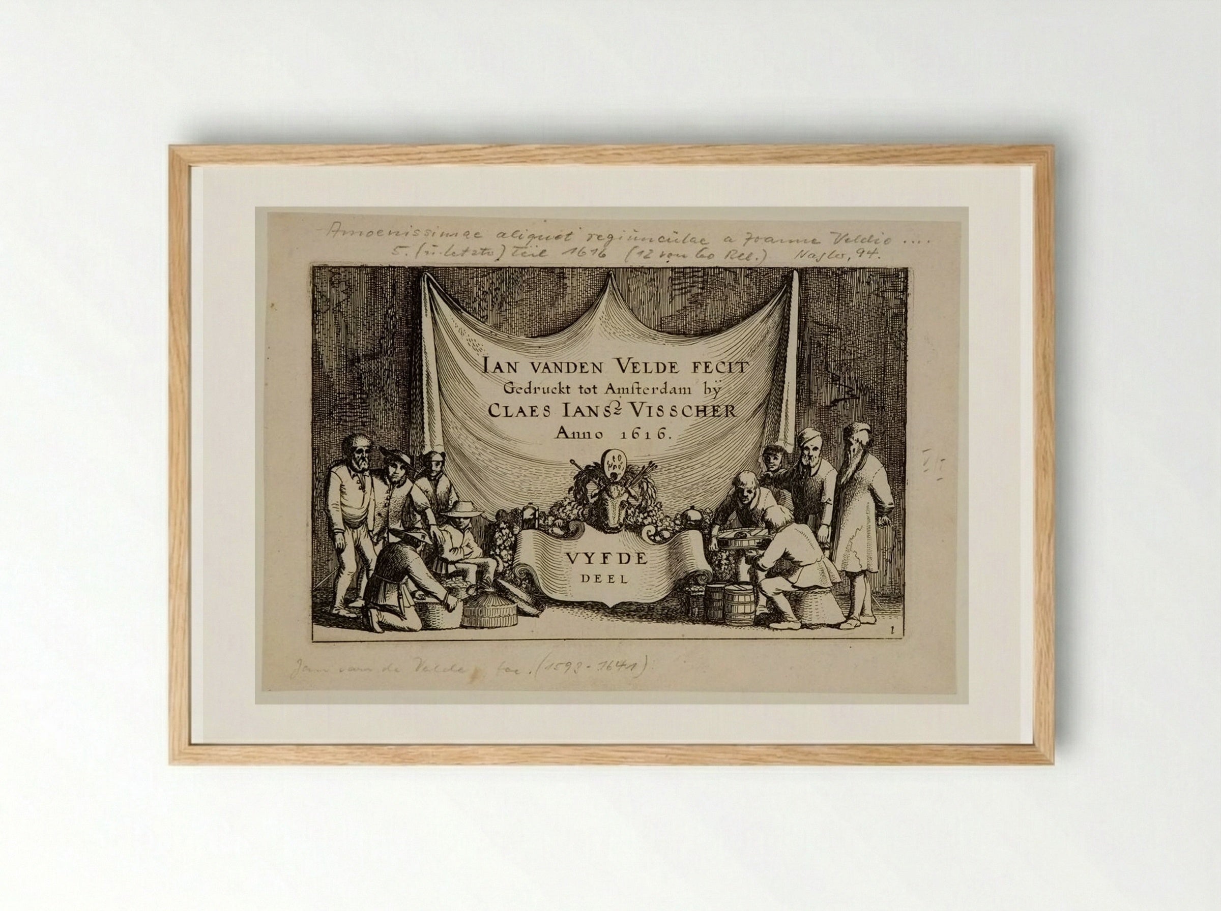 Titlepage (Amoenissimae aliquot regiunculae) - Jan van de Velde II - Framed Print Wood