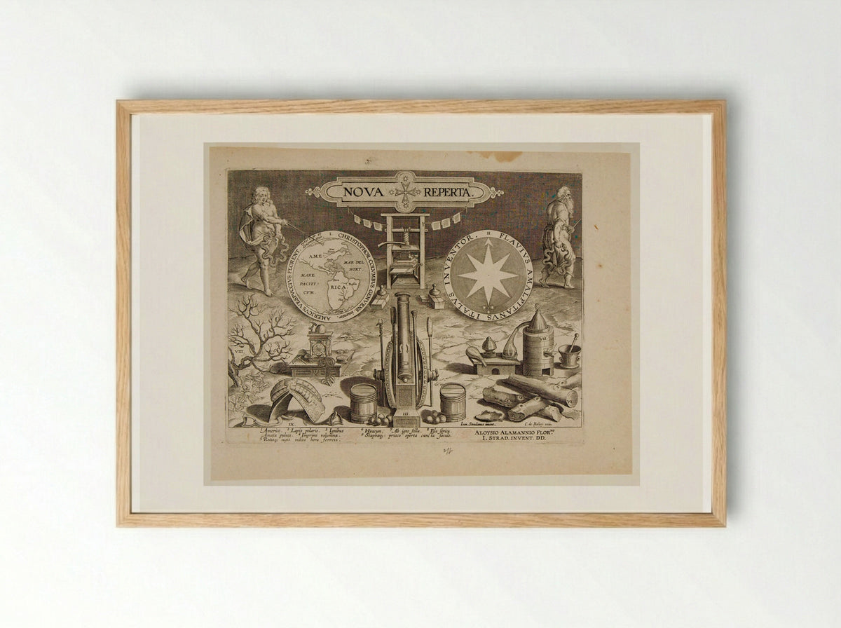 Titlepage, Nova Reperta - Theodoor Galle - Framed Print Wood