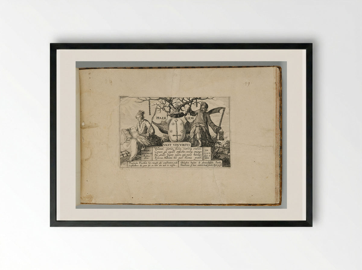 Titlepage, Plaisante Plaetsen - Claes Jansz. Visscher - Framed Print Black
