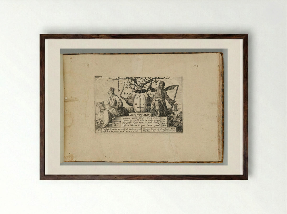 Titlepage, Plaisante Plaetsen - Claes Jansz. Visscher - Framed Print Dark Wood