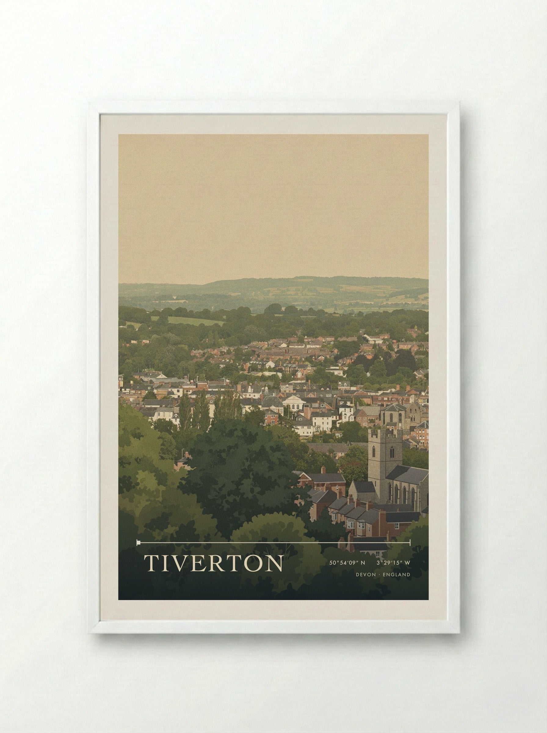Tiverton Devon England Travel Poster - Framed Print White