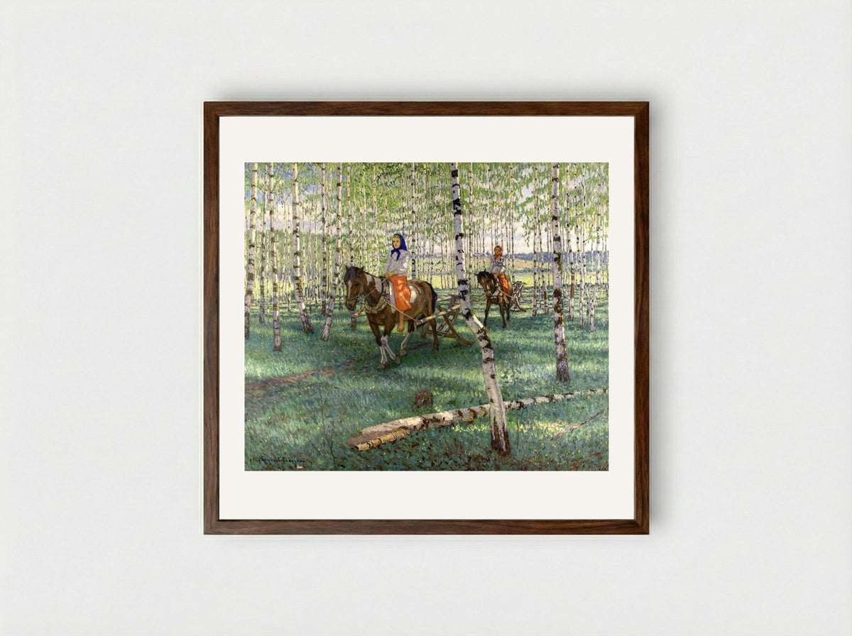 To Work - Nikolay Bogdanov-Belsky - Framed Print Dark Wood