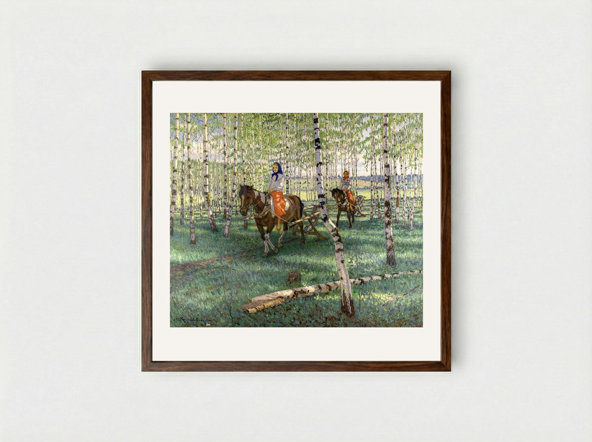 To Work - Nikolay Bogdanov-Belsky - Framed Print Dark Wood