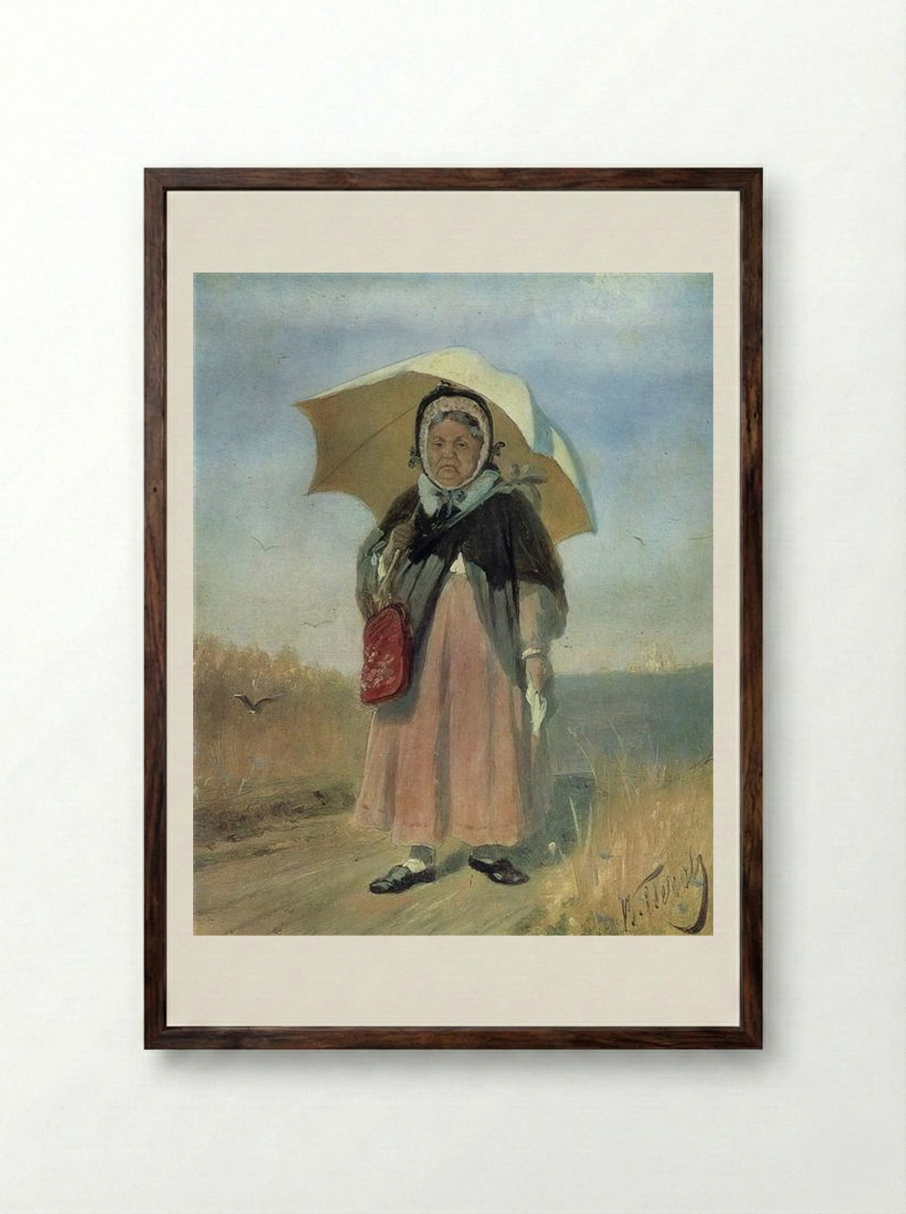 To the Holy Trinity - Vasily Perov - Framed Print Dark Wood