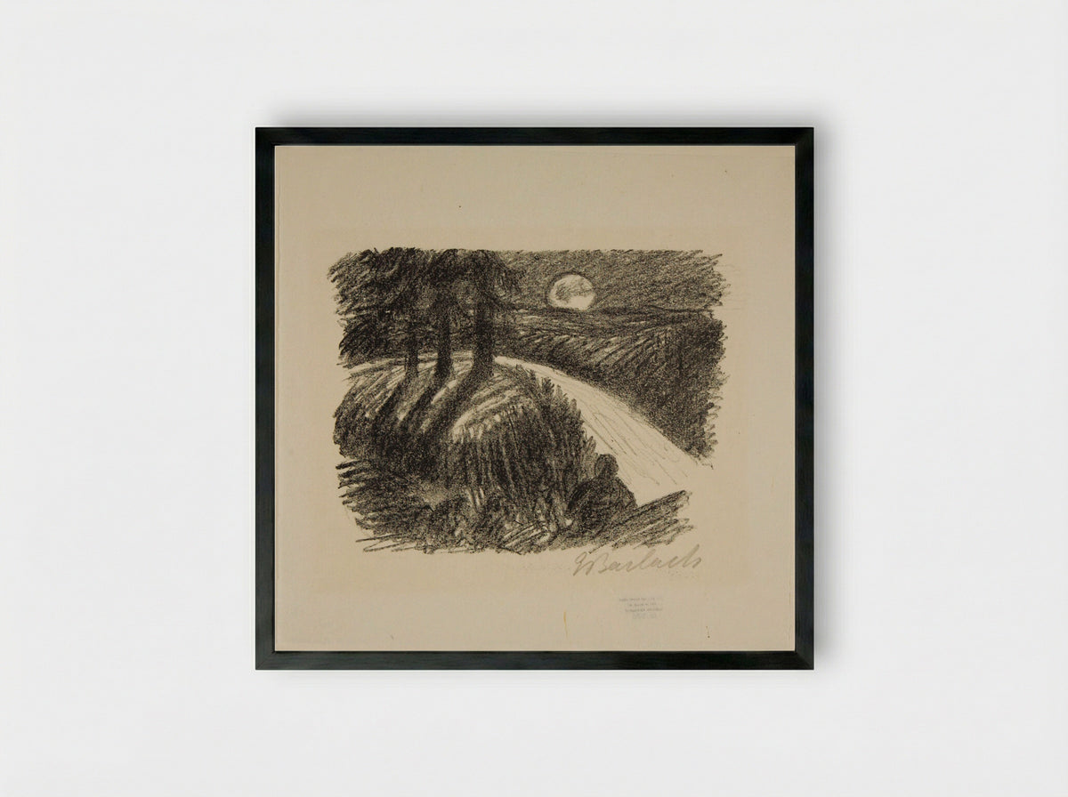 To the Moon 1: Rising Moon - Ernst Barlach - Framed Print Black