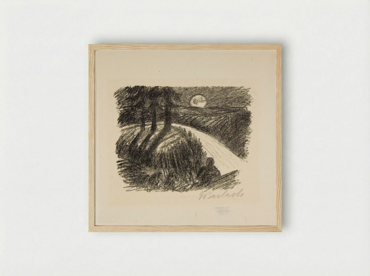 To the Moon 1: Rising Moon - Ernst Barlach - Framed Print Wood