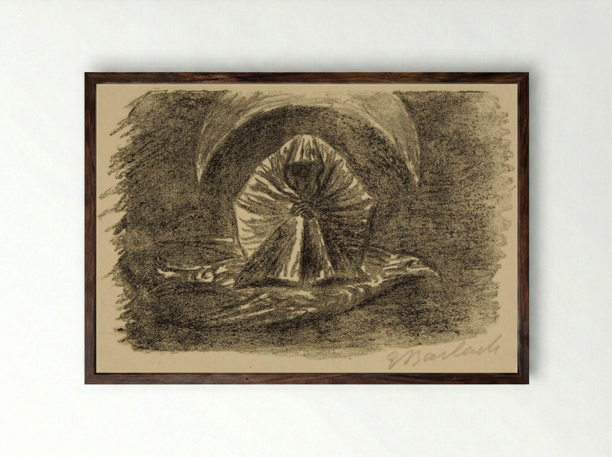 To the Moon 2: Lunar Phantom - Ernst Barlach - Framed Print Dark Wood