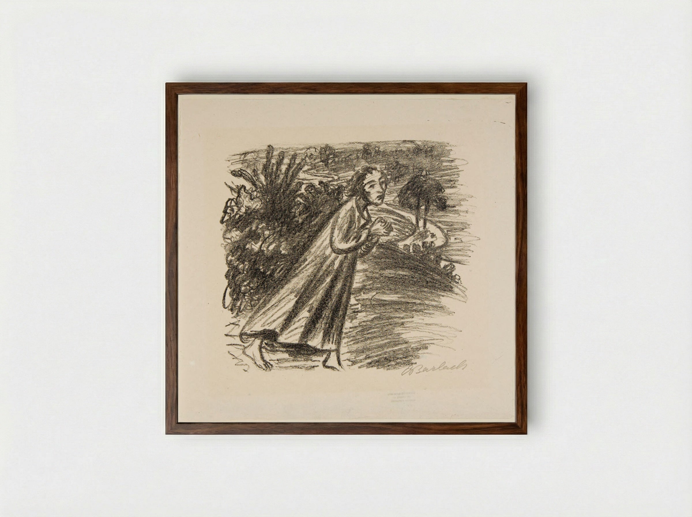 To the Moon 3: Lunar Enchantment - Ernst Barlach - Framed Print Dark Wood