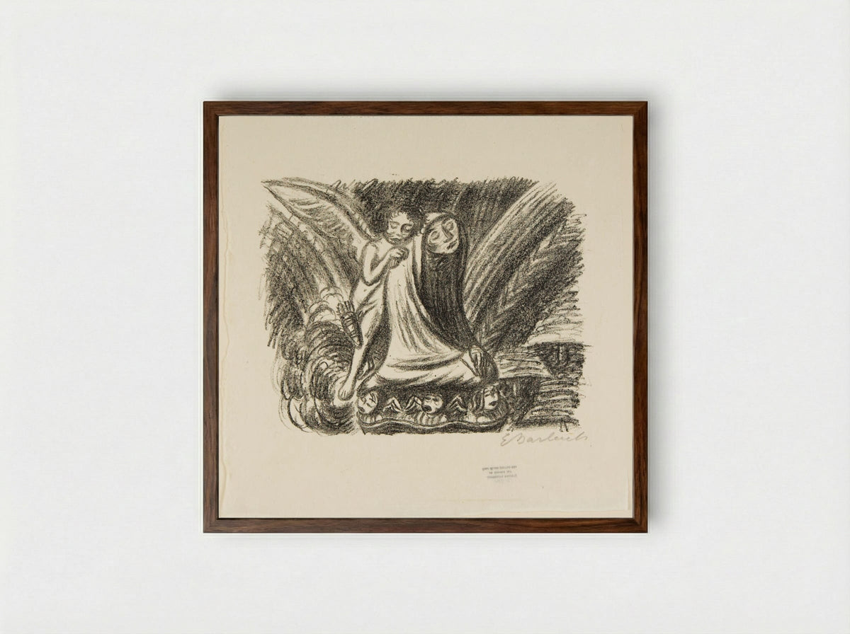 To the Moon 4: Solace - Ernst Barlach - Framed Print Dark Wood