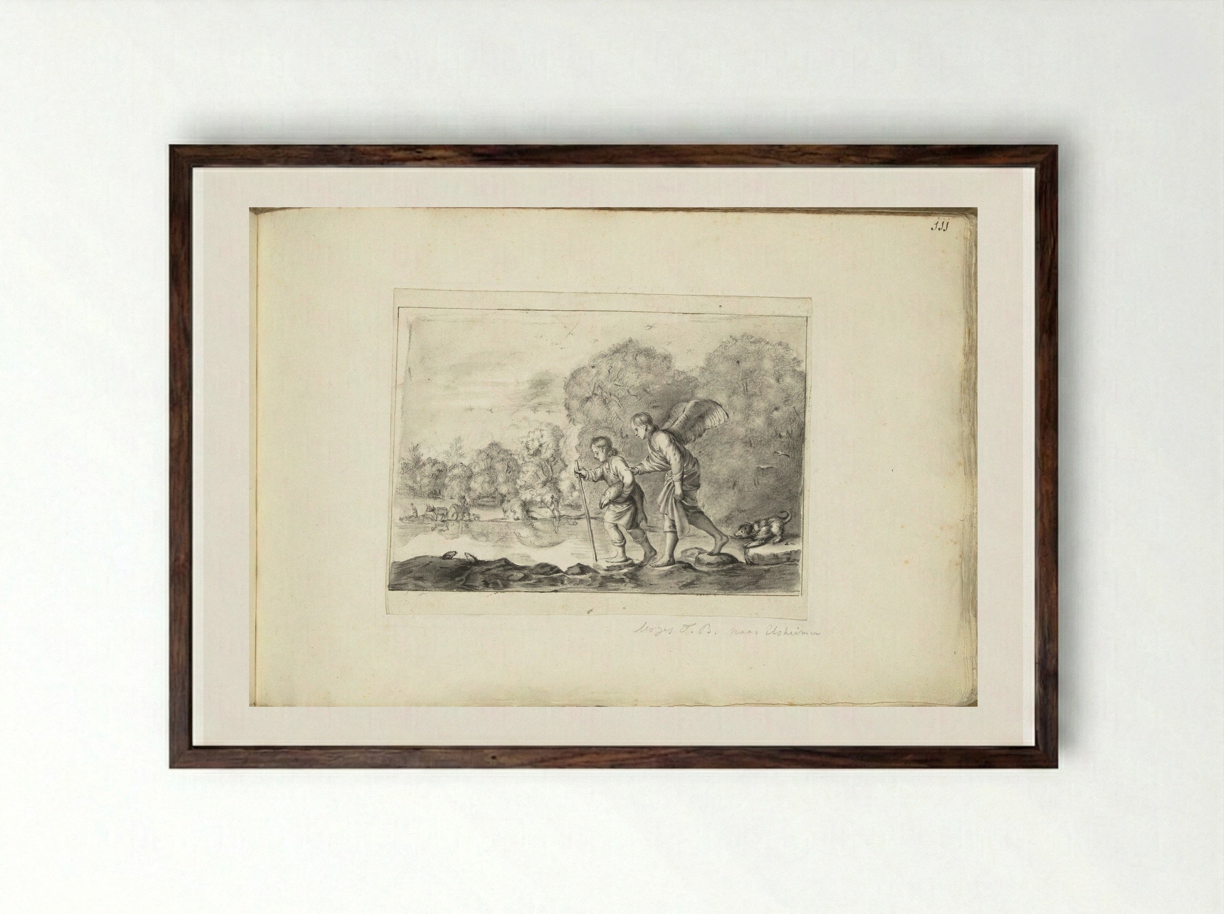 Tobias and the Angel (After Elsheimer) - Moses ter Borch - Framed Print Dark Wood