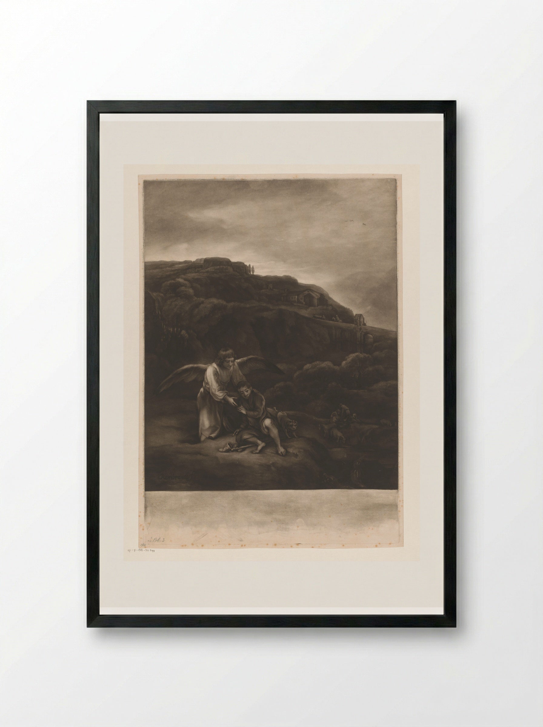 Tobias and the Angel by the River - James McArdell - Framed Print Black