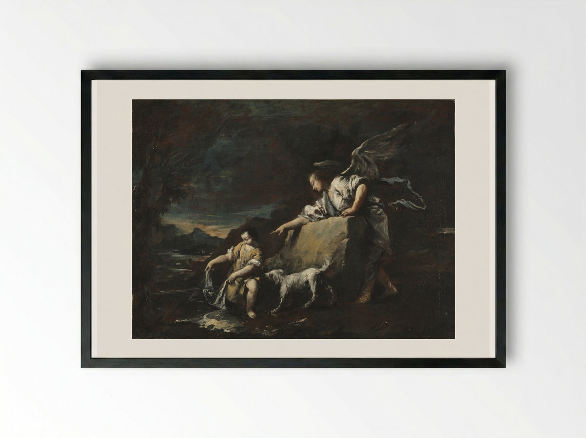 Tobias and the Angel - Francesco Guardi - Framed Print Black