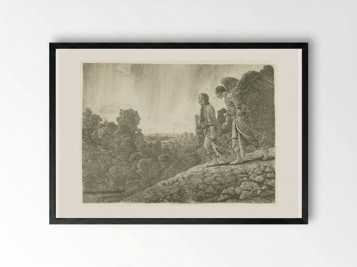 Tobias and the Angel - Hercules Segers - Framed Print Black