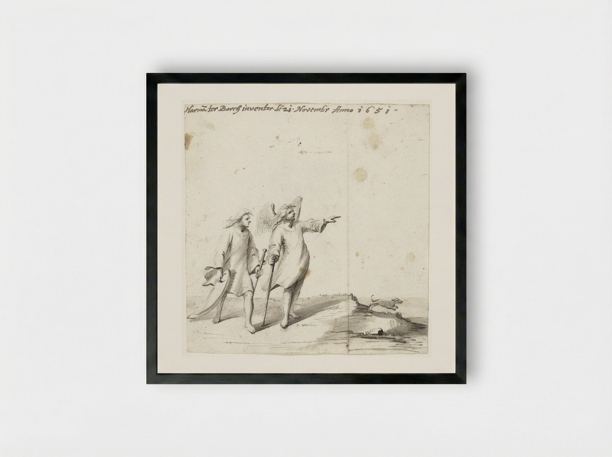Tobias and the Angel - Harmen ter Borch - Framed Print Black