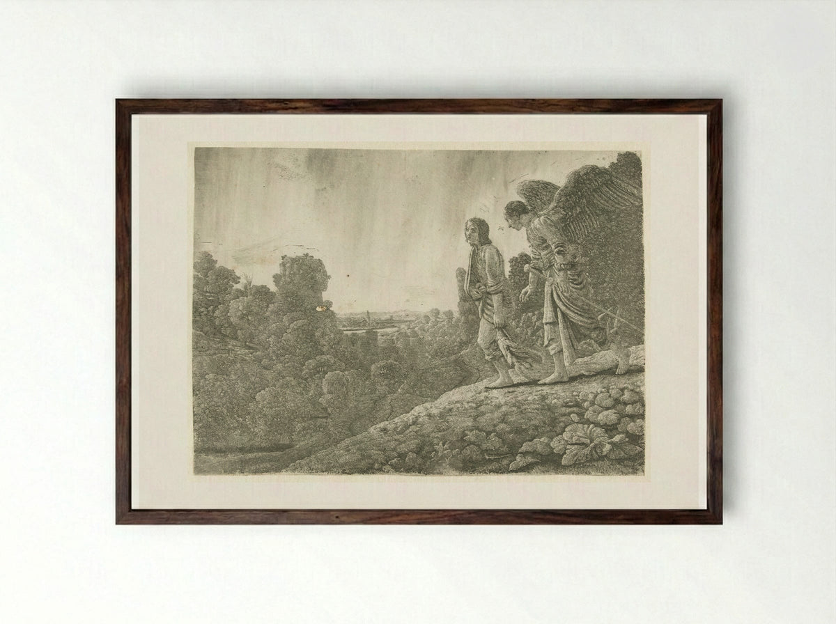 Tobias and the Angel - Hercules Segers - Framed Print Dark Wood