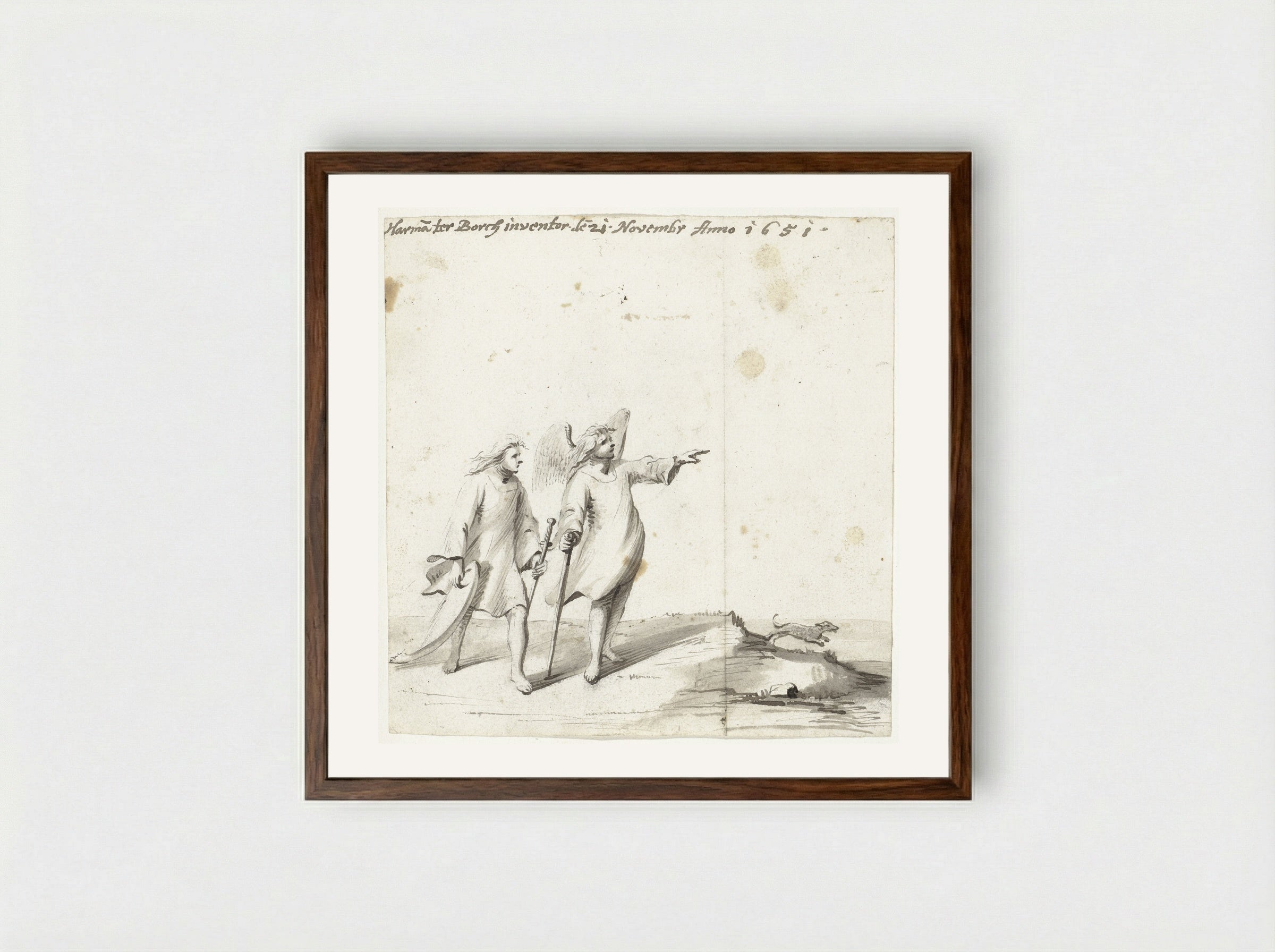 Tobias and the Angel - Harmen ter Borch - Framed Print Dark Wood