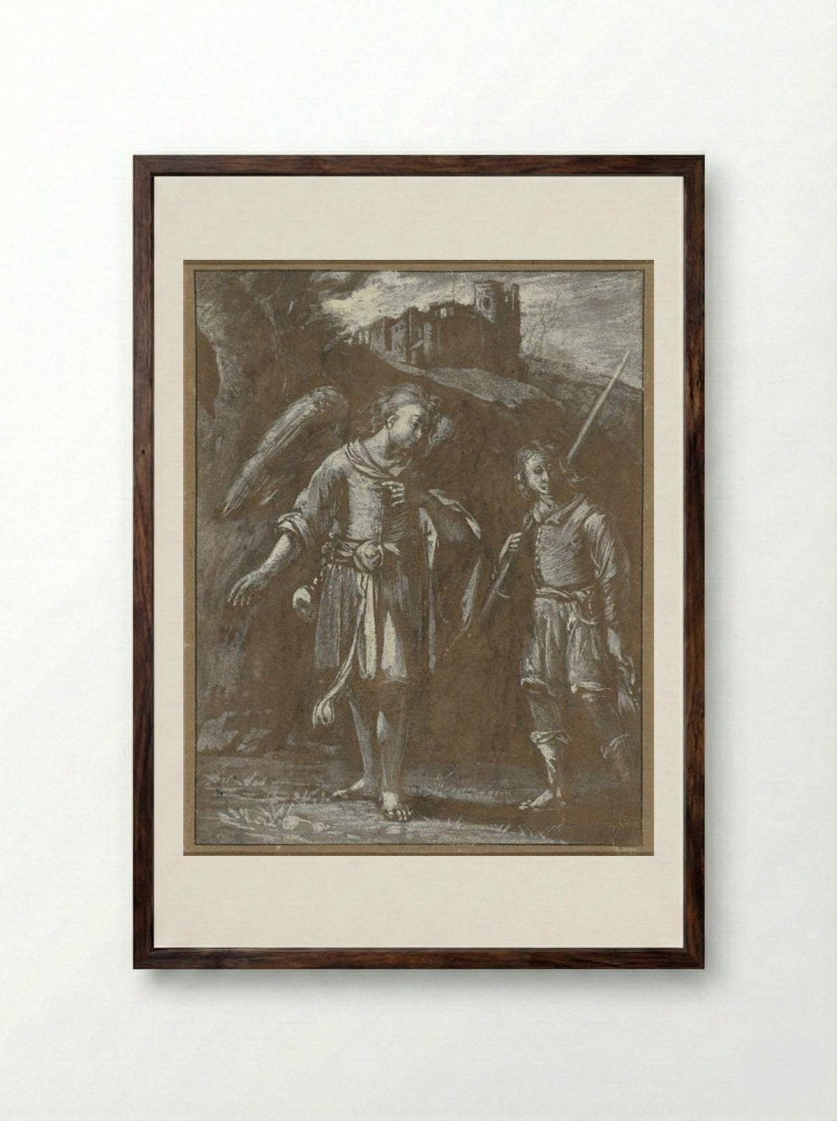 Tobias and the Angel - Adam Elsheimer - Framed Print Dark Wood