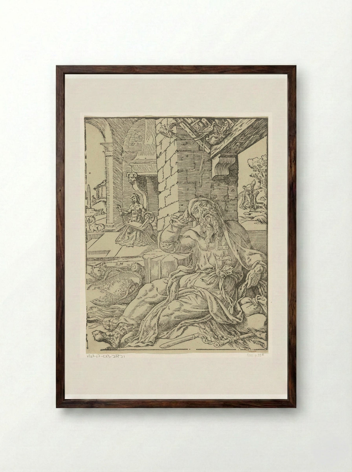 Tobit's Blindness - Dirck Volckertsz. Coornhert - Framed Print Dark Wood