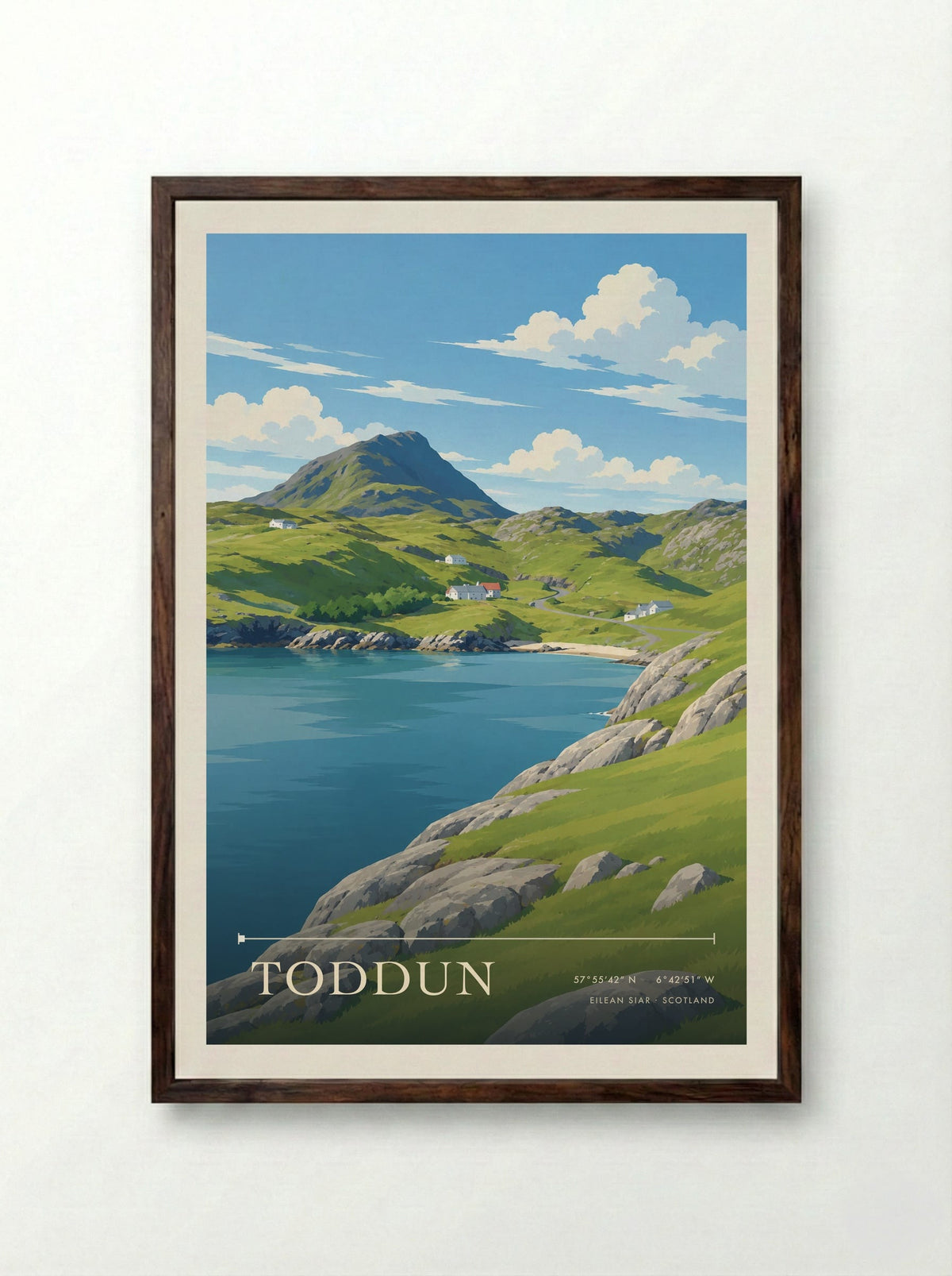 Toddun, Eilean Siar | Travel Poster - Framed Print Dark Wood