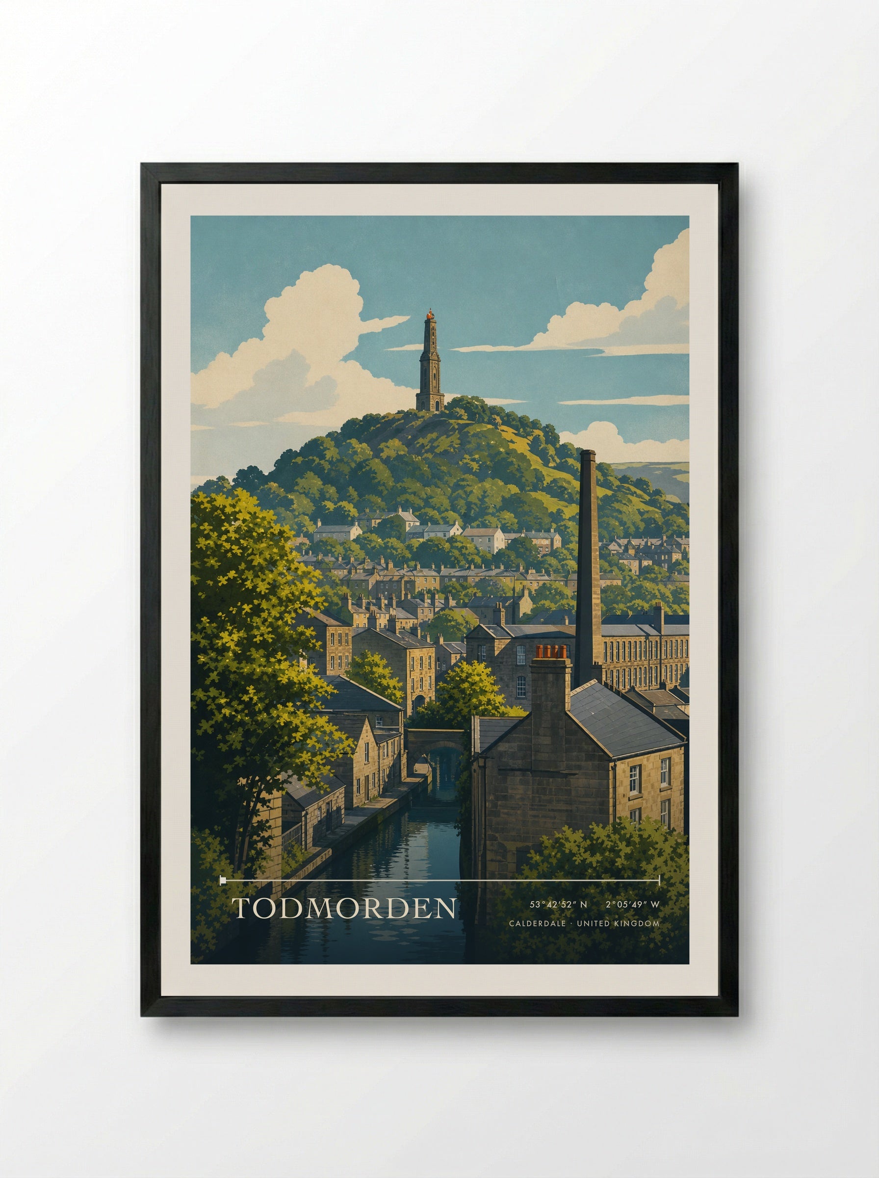 Todmorden Calderdale United Kingdom Travel Poster - Framed Print Black