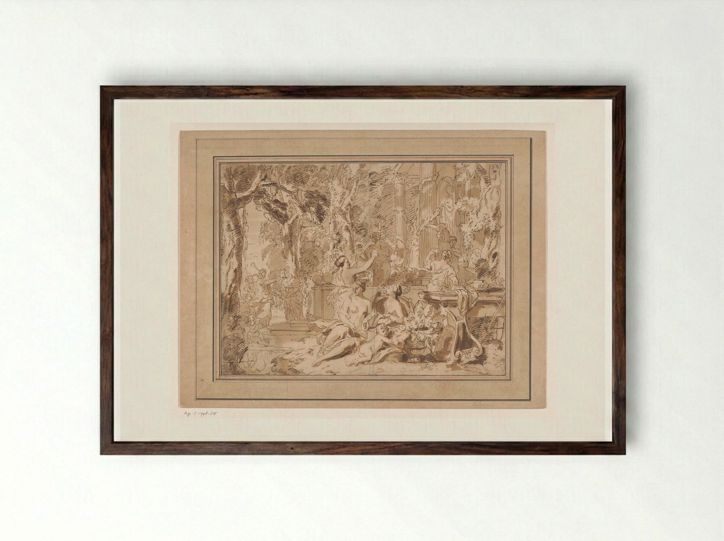 Toebereidselen voor een feest gewijd aan Venus - Gerard de Lairesse - Framed Print Dark Wood