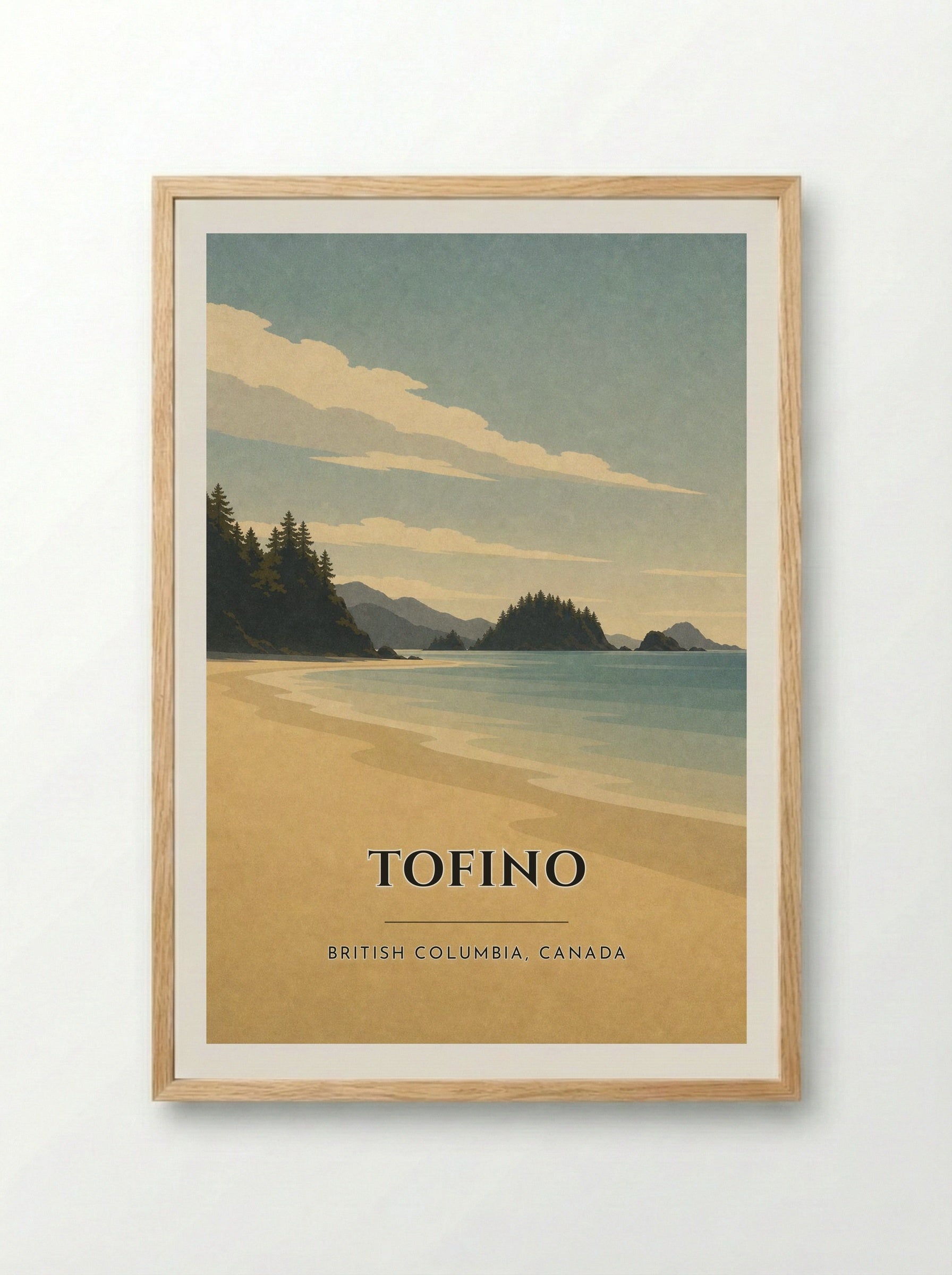 Tofino Travel Poster Artwork - Framed Print Wood