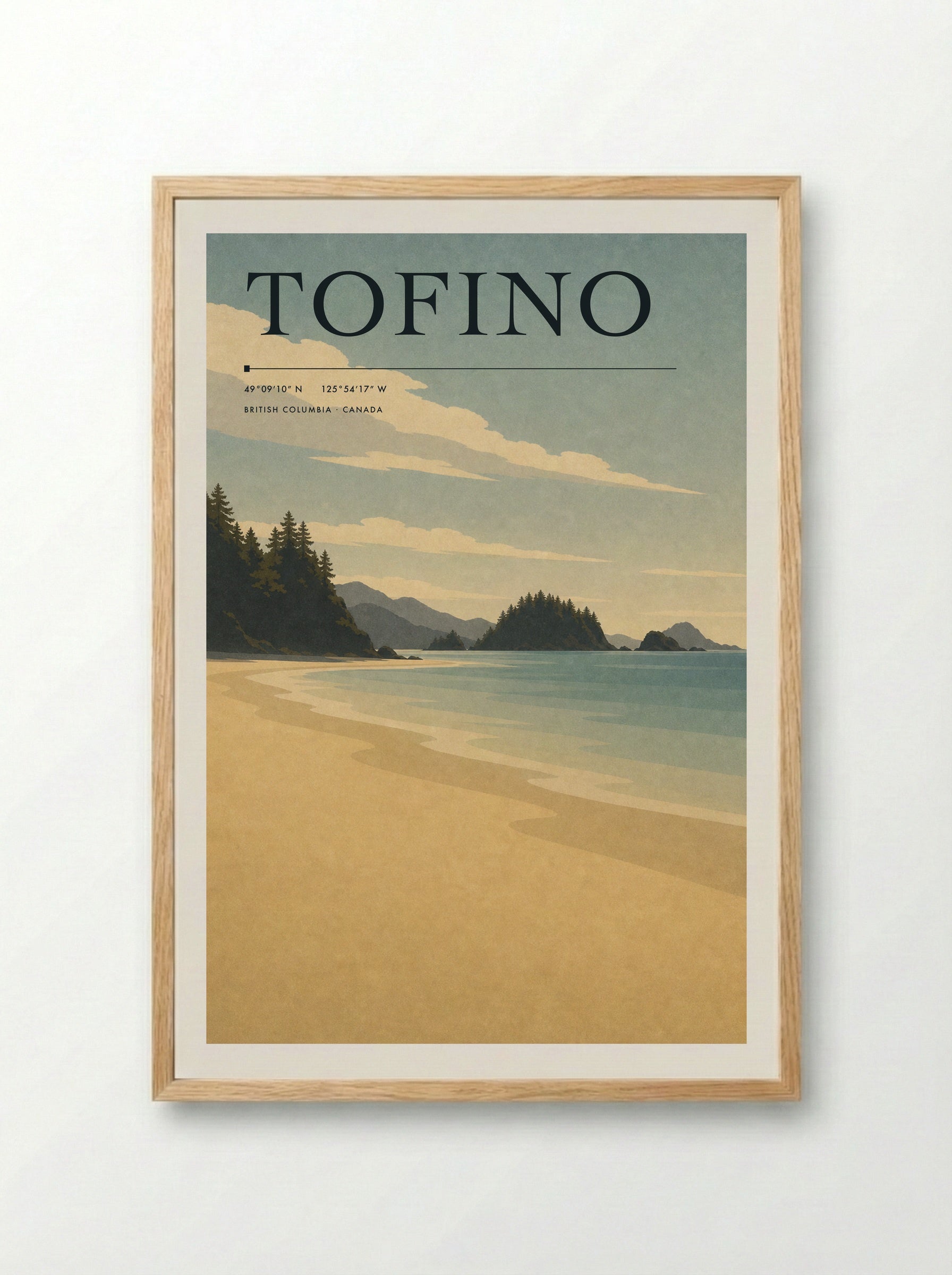 Tofino Travel Poster Artwork - Framed Print Wood