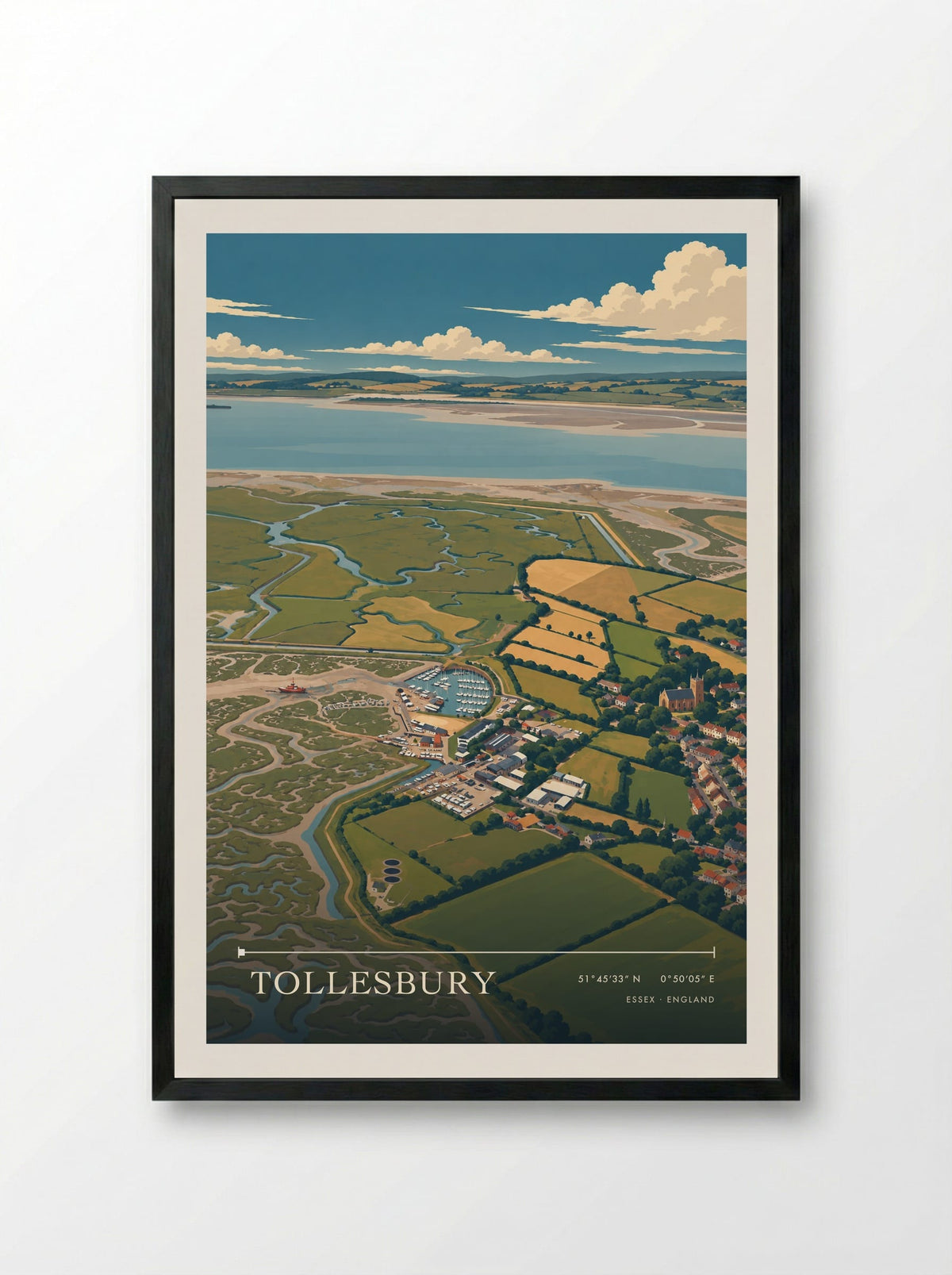 Tollesbury Essex England Travel Poster - Framed Print Black