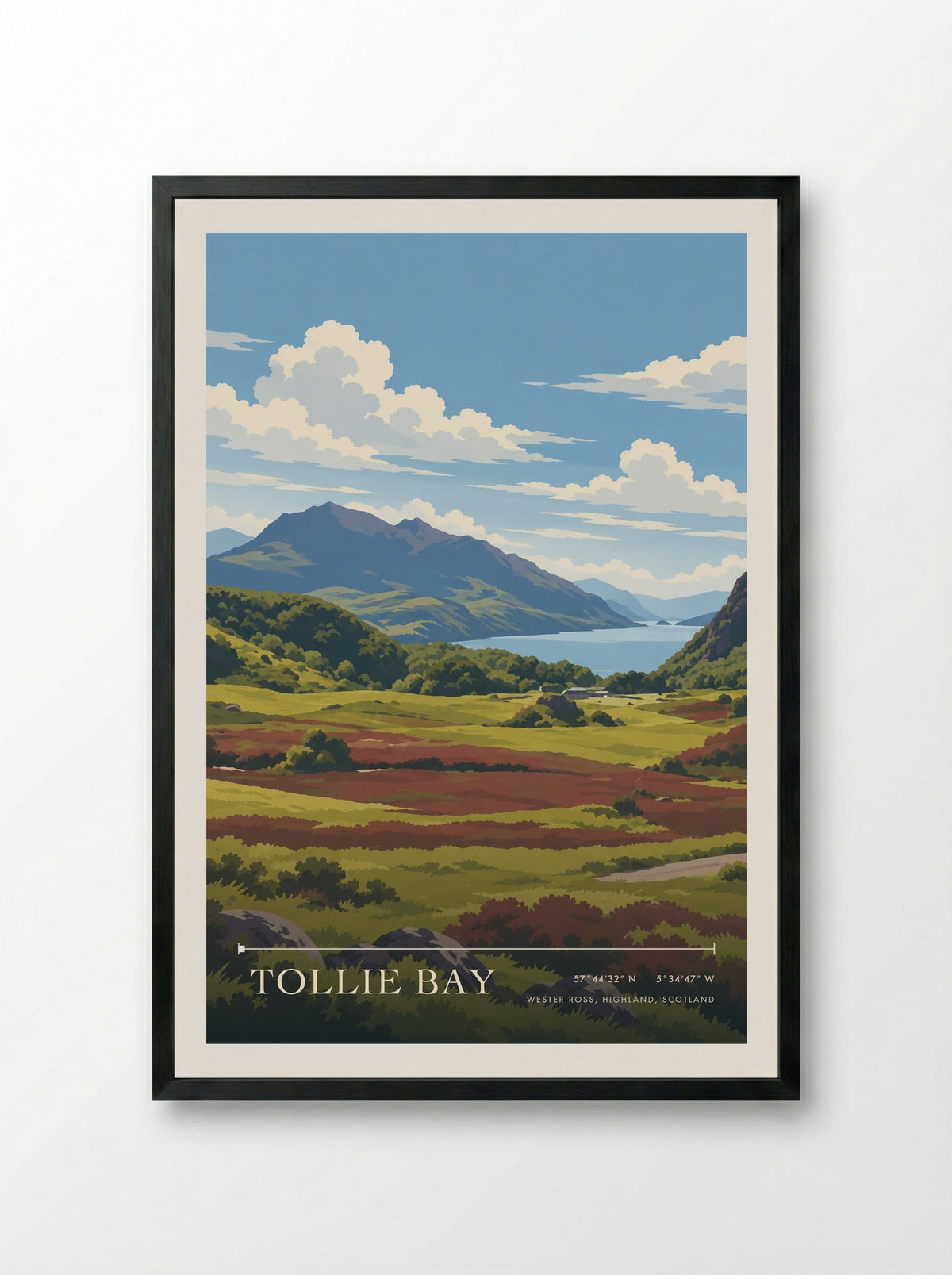 Tollie Bay, Wester Ross, Highland, Scotland | Travel Poster - Framed Print Black