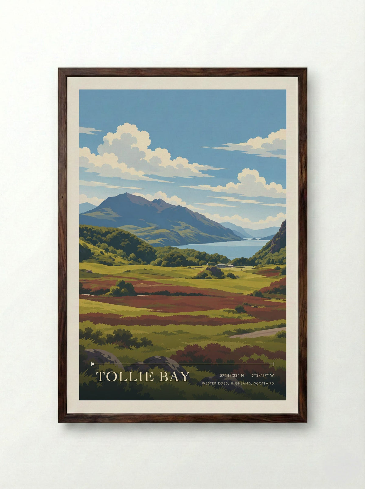 Tollie Bay, Wester Ross, Highland, Scotland | Travel Poster - Framed Print Dark Wood