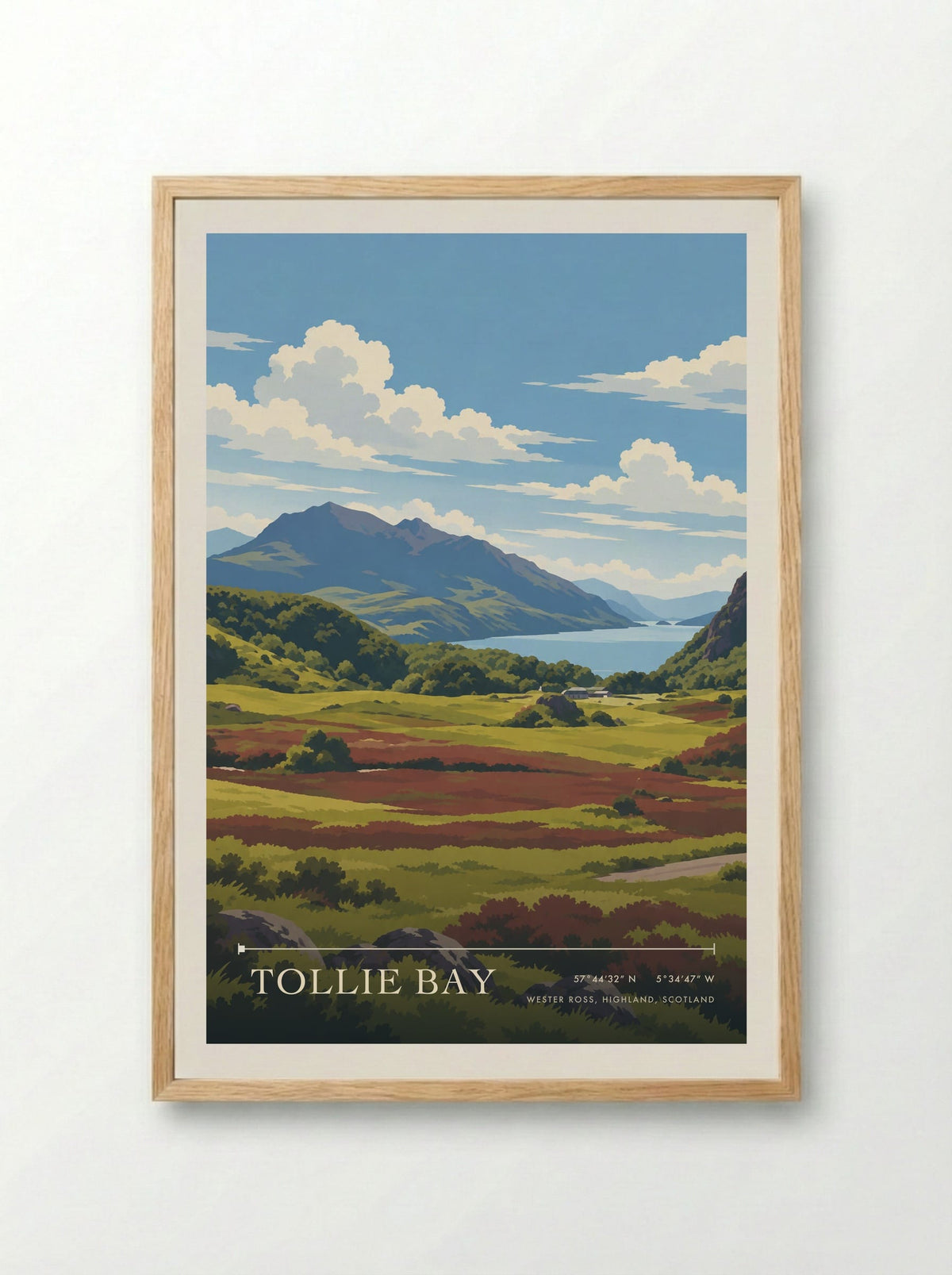 Tollie Bay, Wester Ross, Highland, Scotland | Travel Poster - Framed Print Wood
