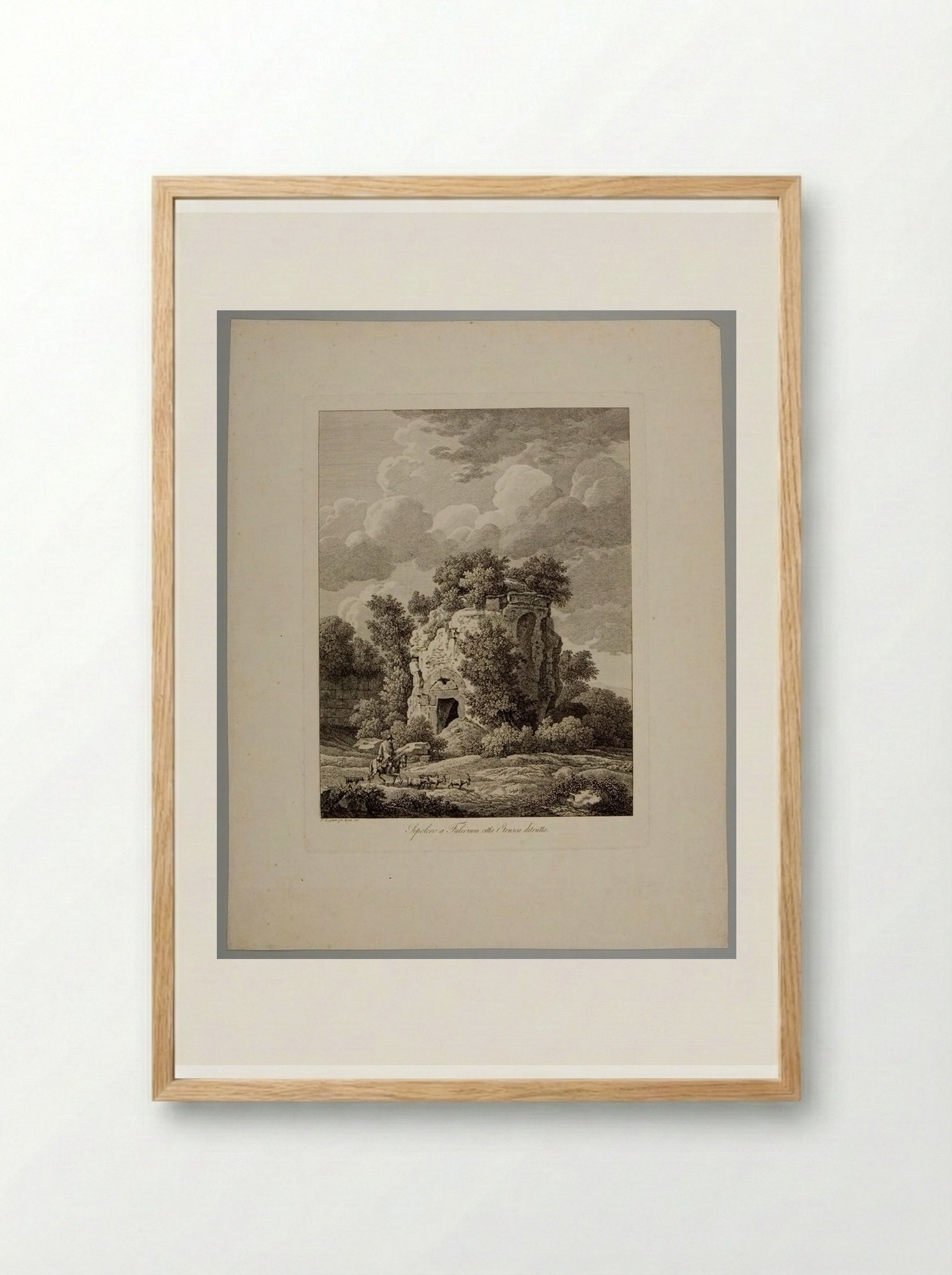 Tomb at Falerium, a Ruined Etruscan City - Johann Christian Reinhart - Framed Print Wood