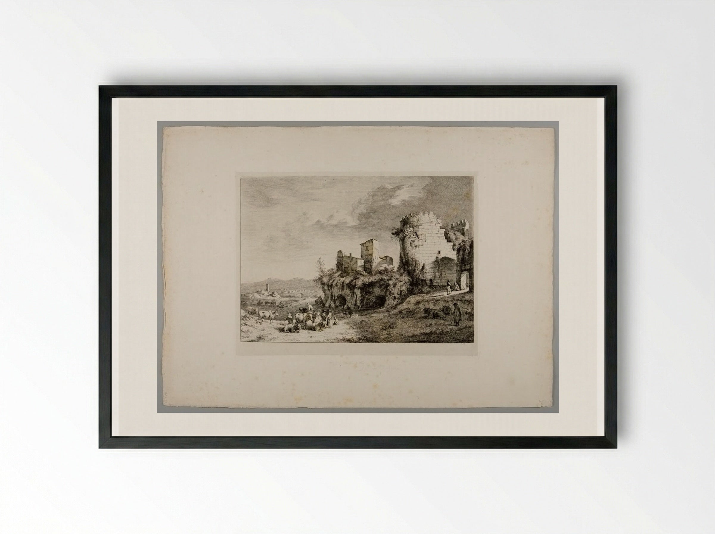 Tomb of Cecilia Metella - Jean-Jacques de Boissieu - Framed Print Black