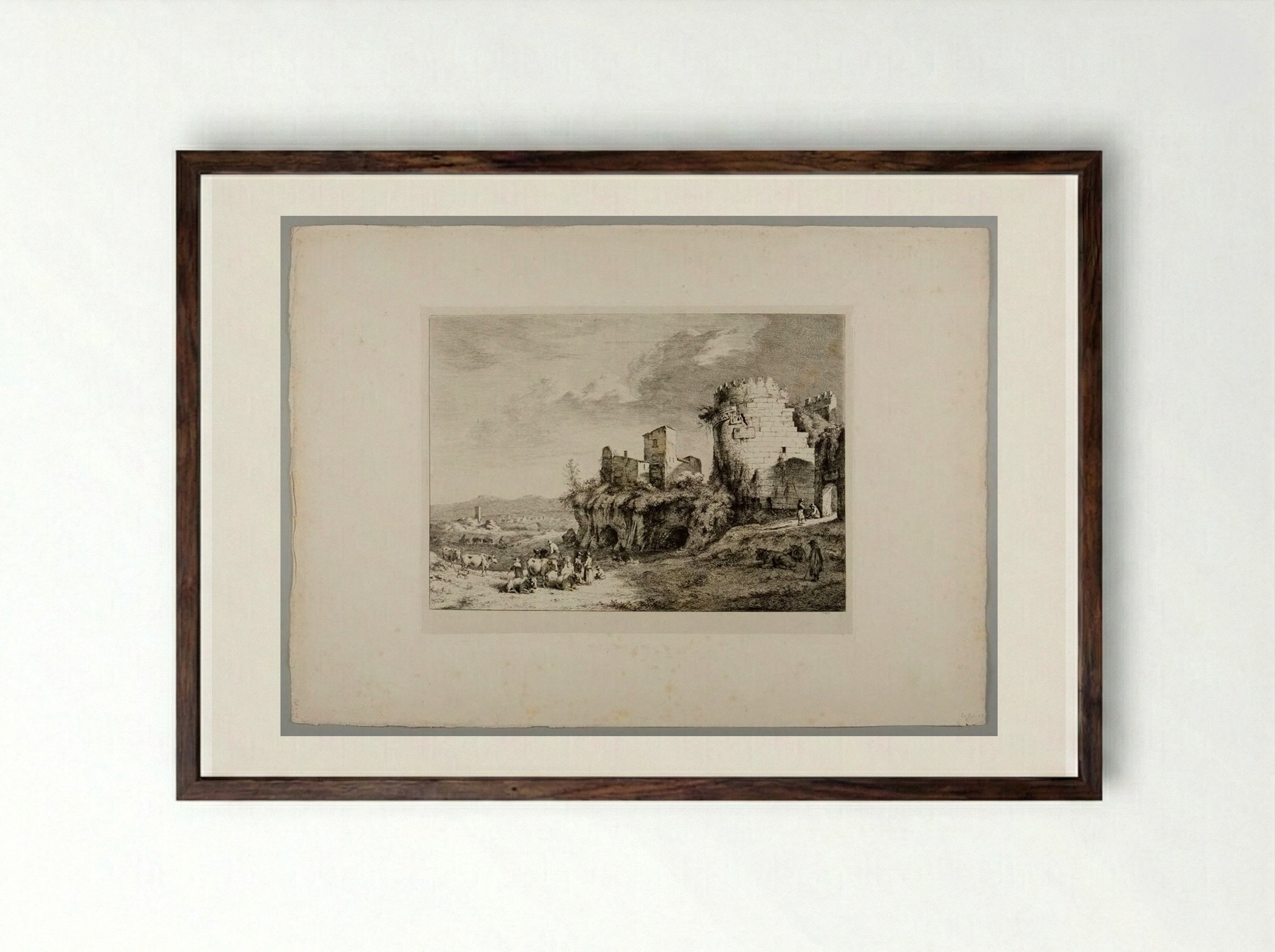 Tomb of Cecilia Metella - Jean-Jacques de Boissieu - Framed Print Dark Wood