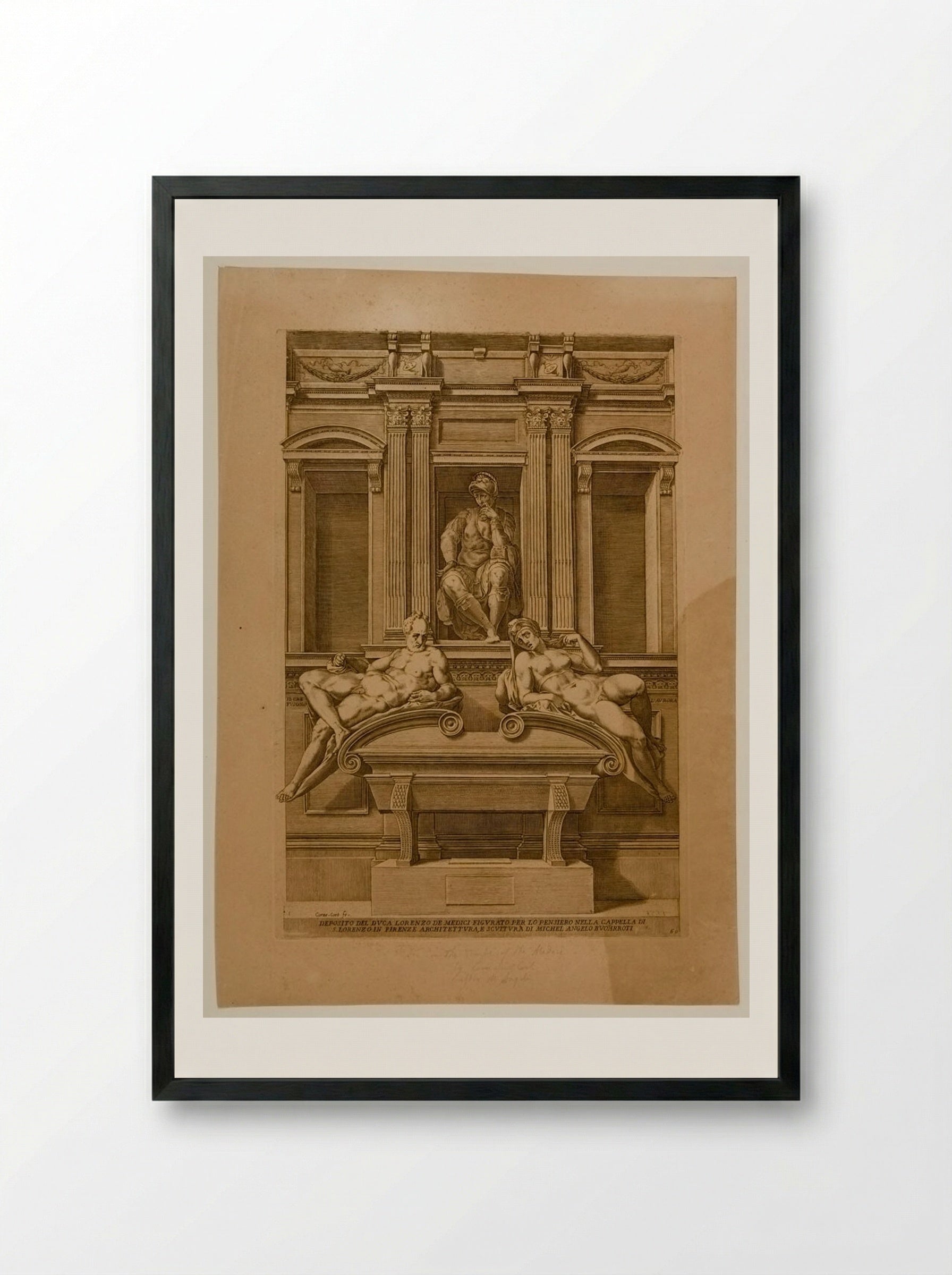 Tomb of Lorenzo de Medici - Cornelis Cort - Framed Print Black